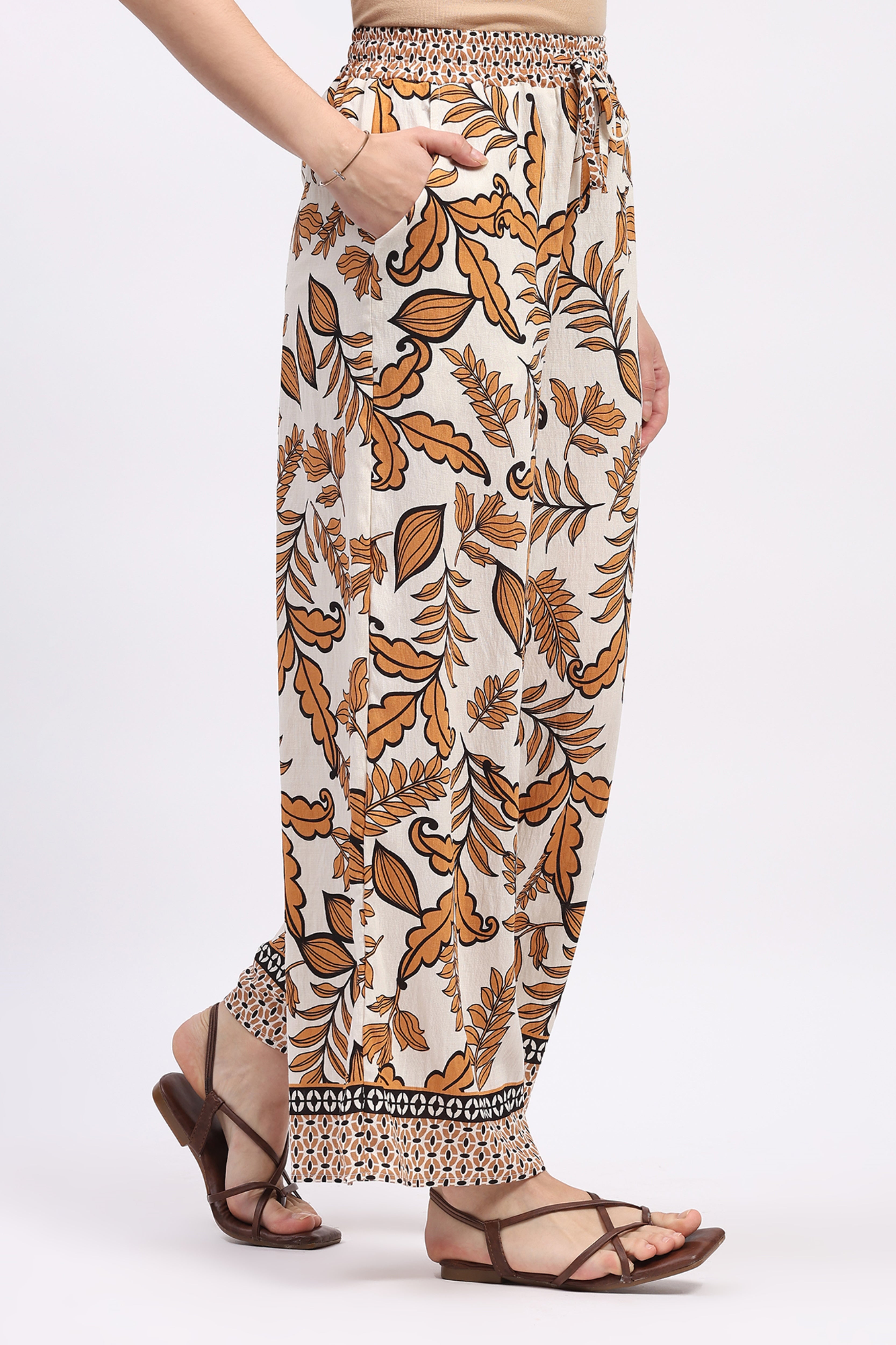 Orange Floral Print Rayon Co-ord Set