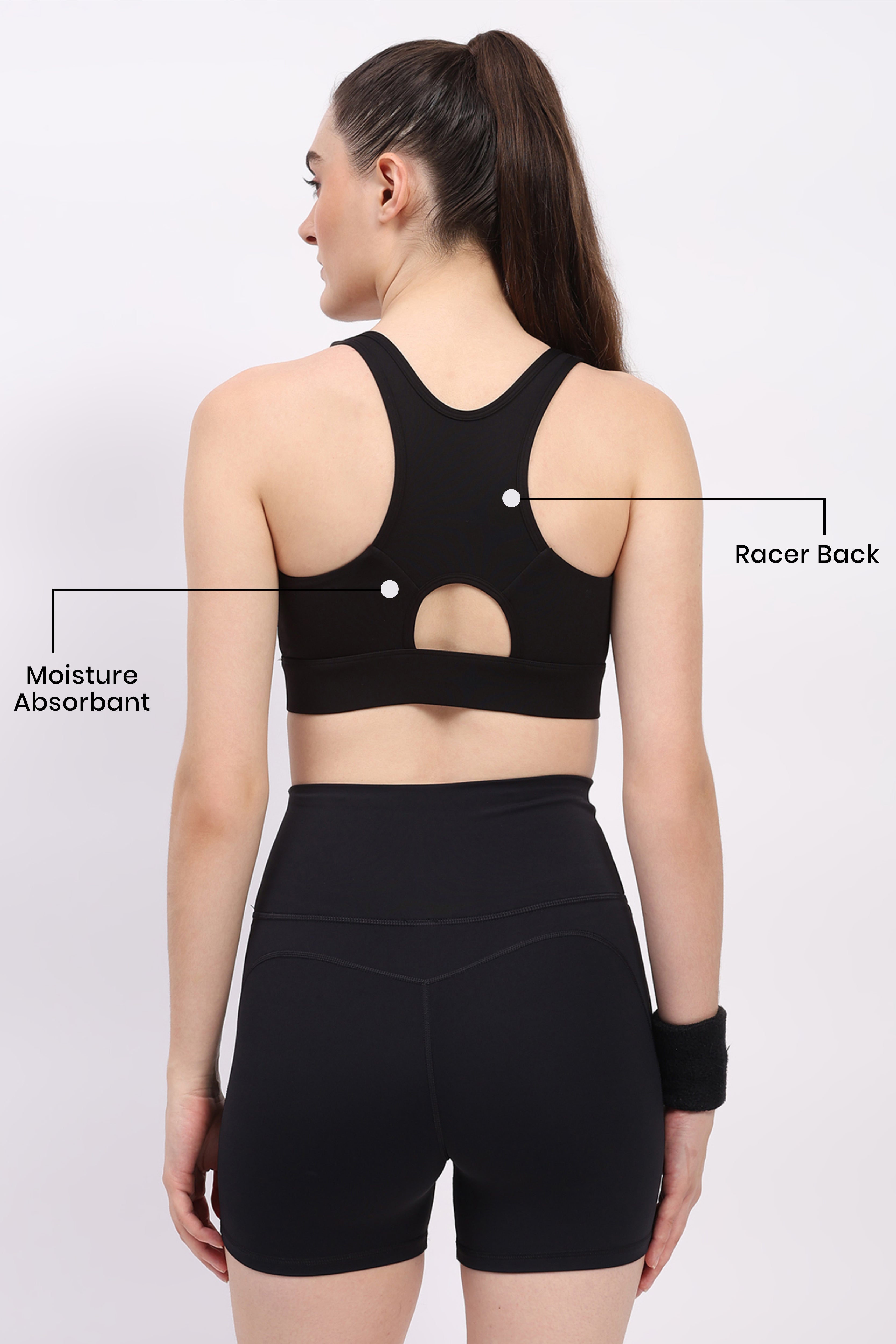 Black Front Zip Racerback Sports Bra