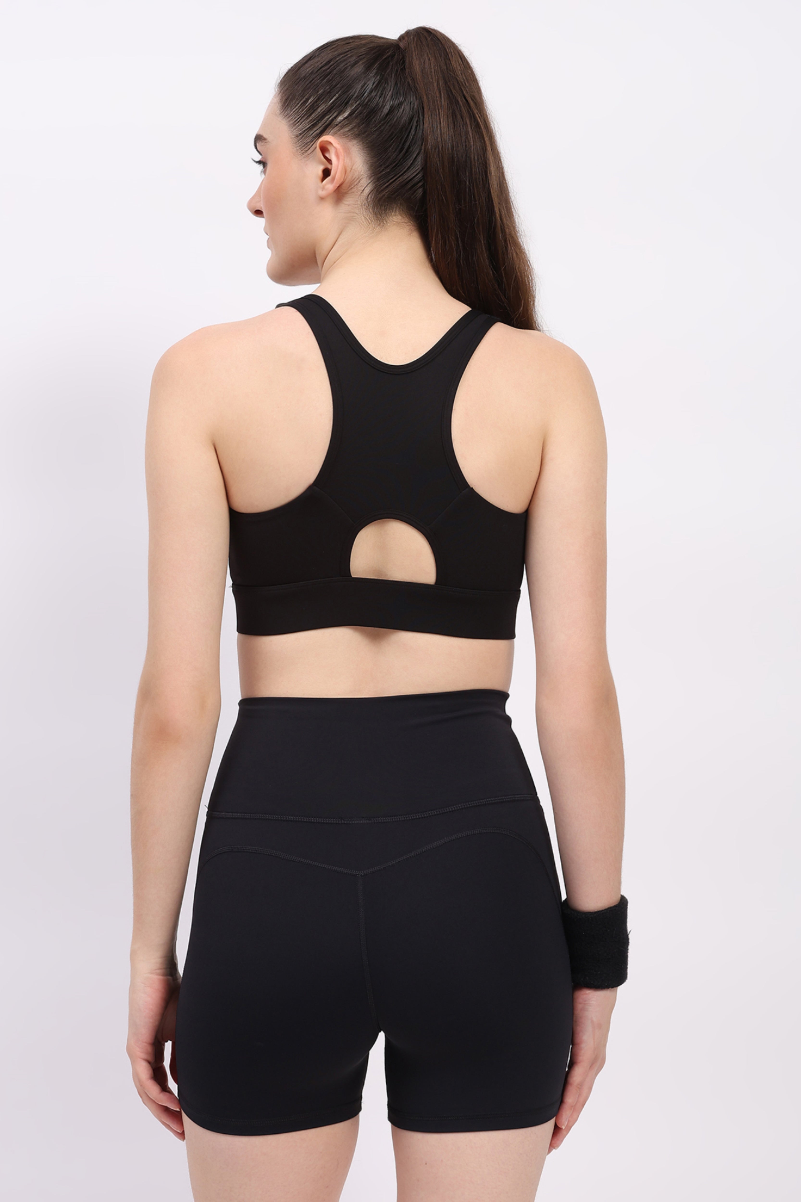 Black Front Zip Racerback Sports Bra