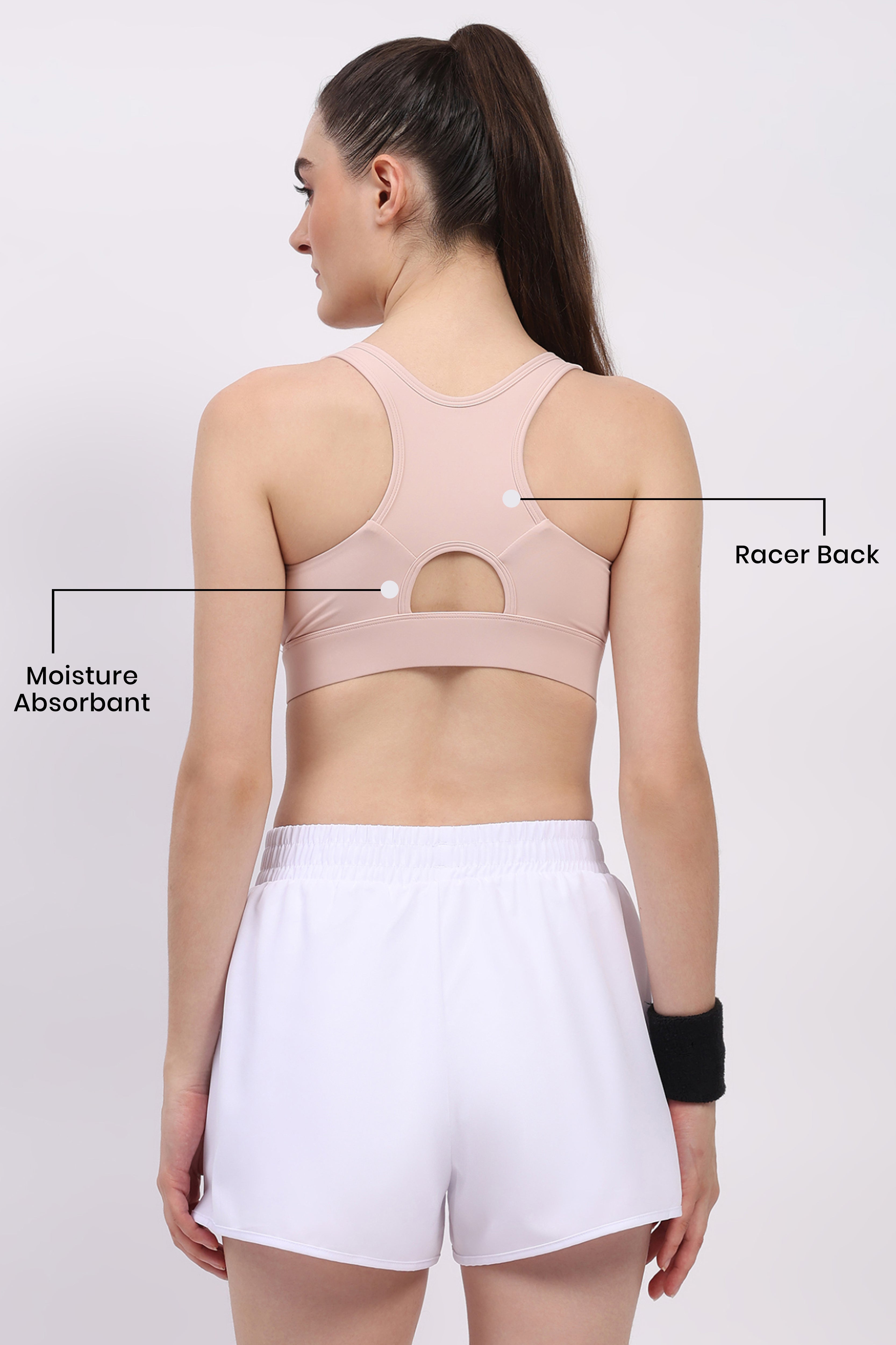 Pink Front Zip Racerback Sports Bra