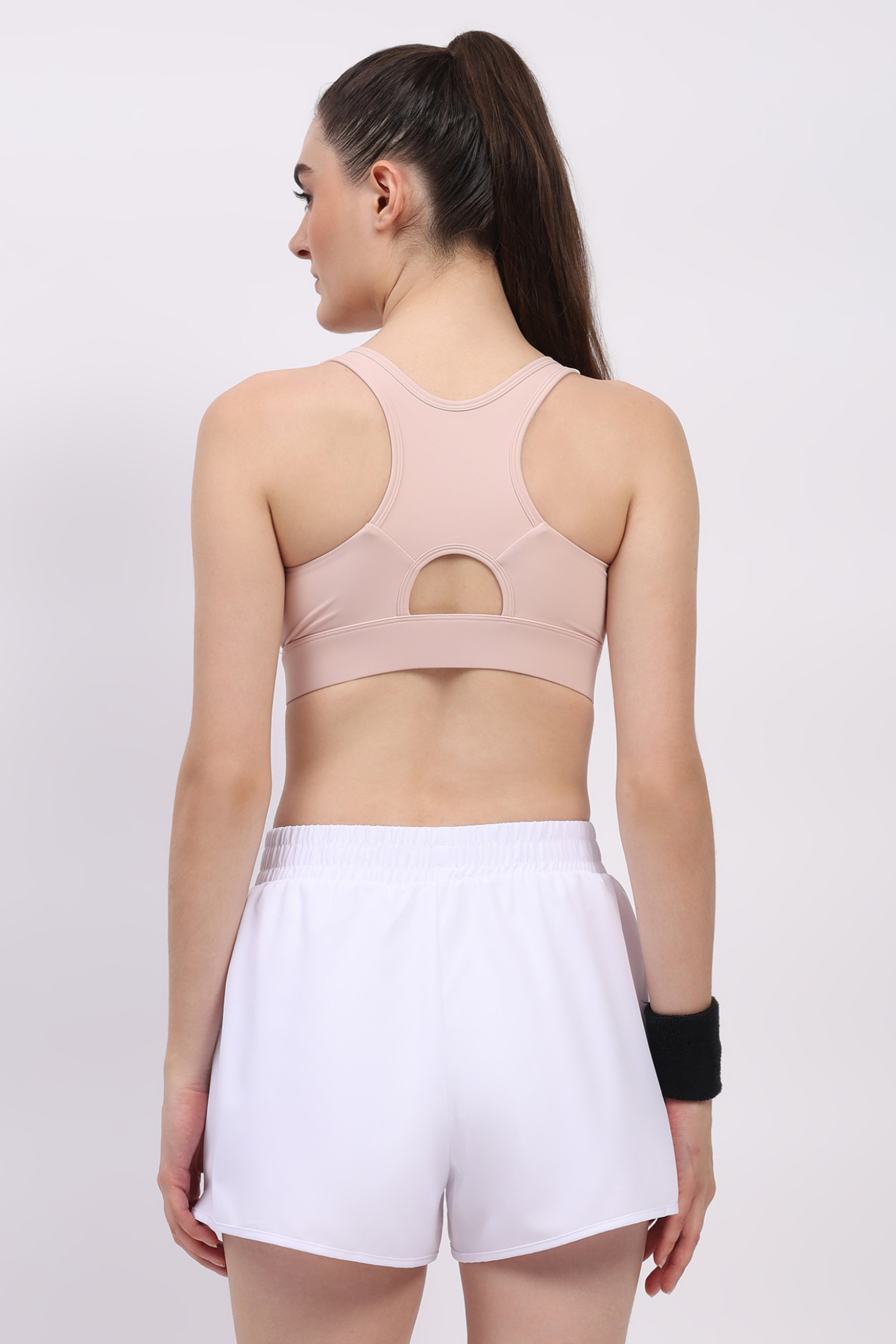 Pink Front Zip Racerback Sports Bra
