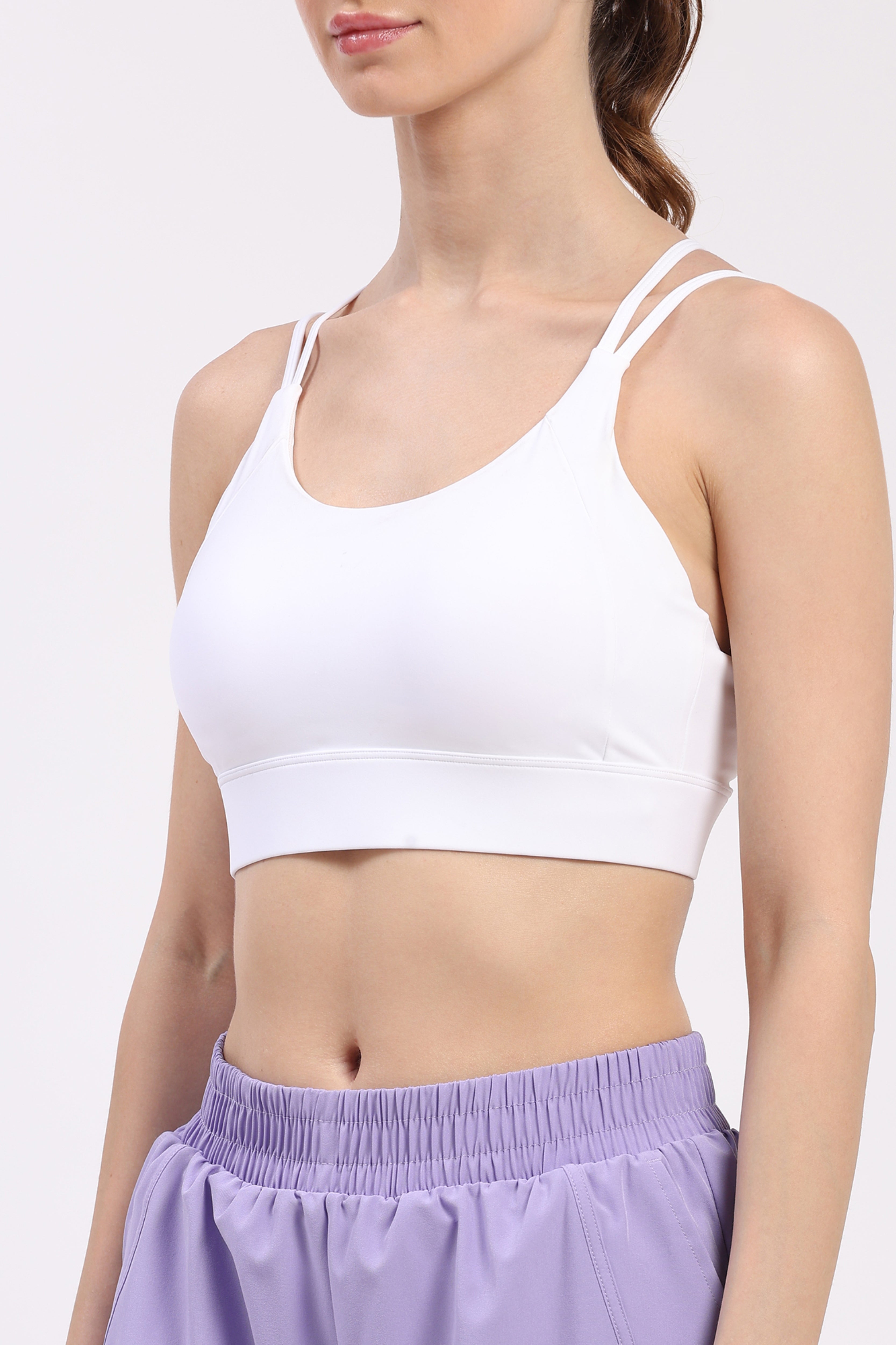 White Criss-Cross Back Sports Bra