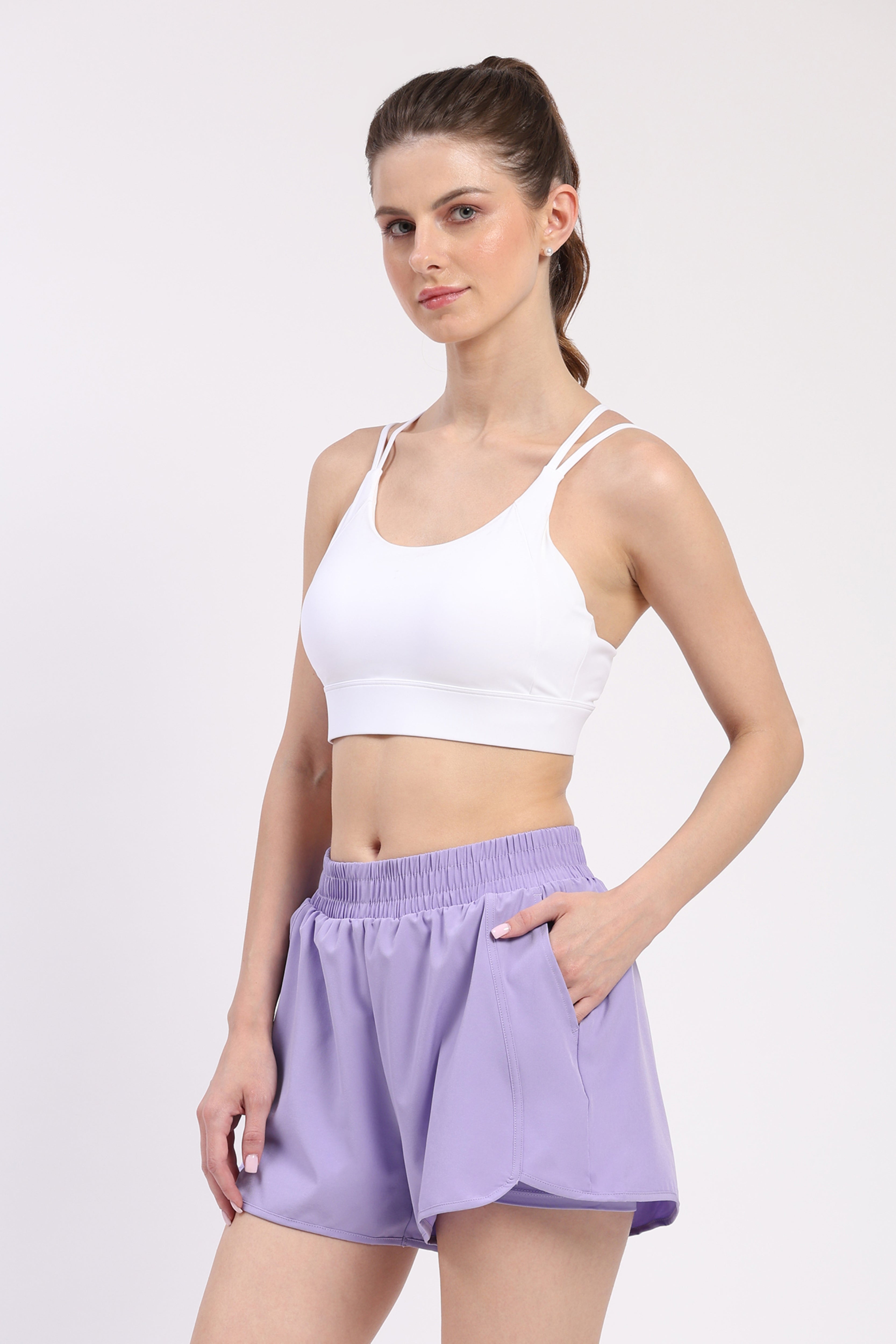 White Criss-Cross Back Sports Bra