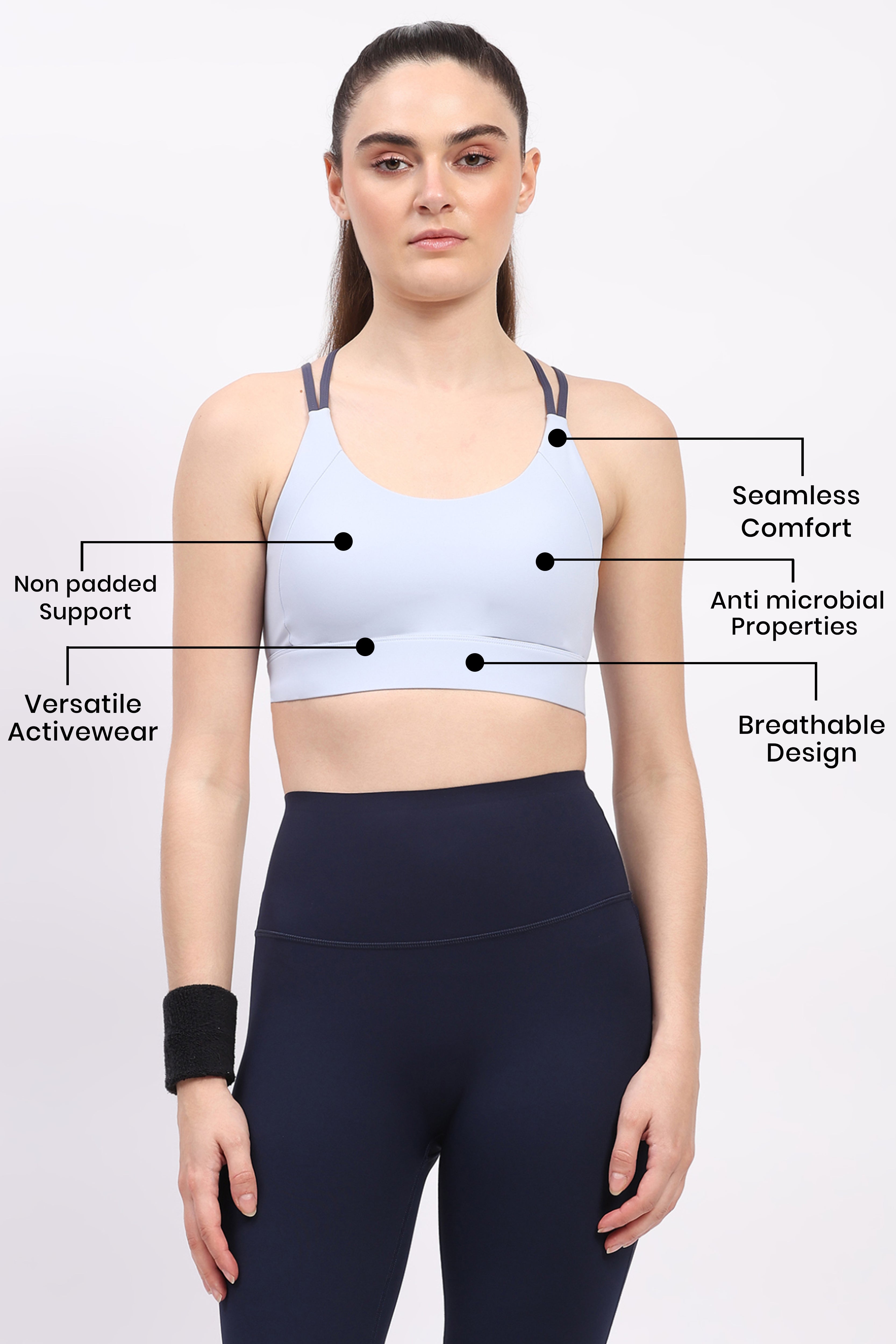 Sky Blue Criss-Cross Back Sports Bra