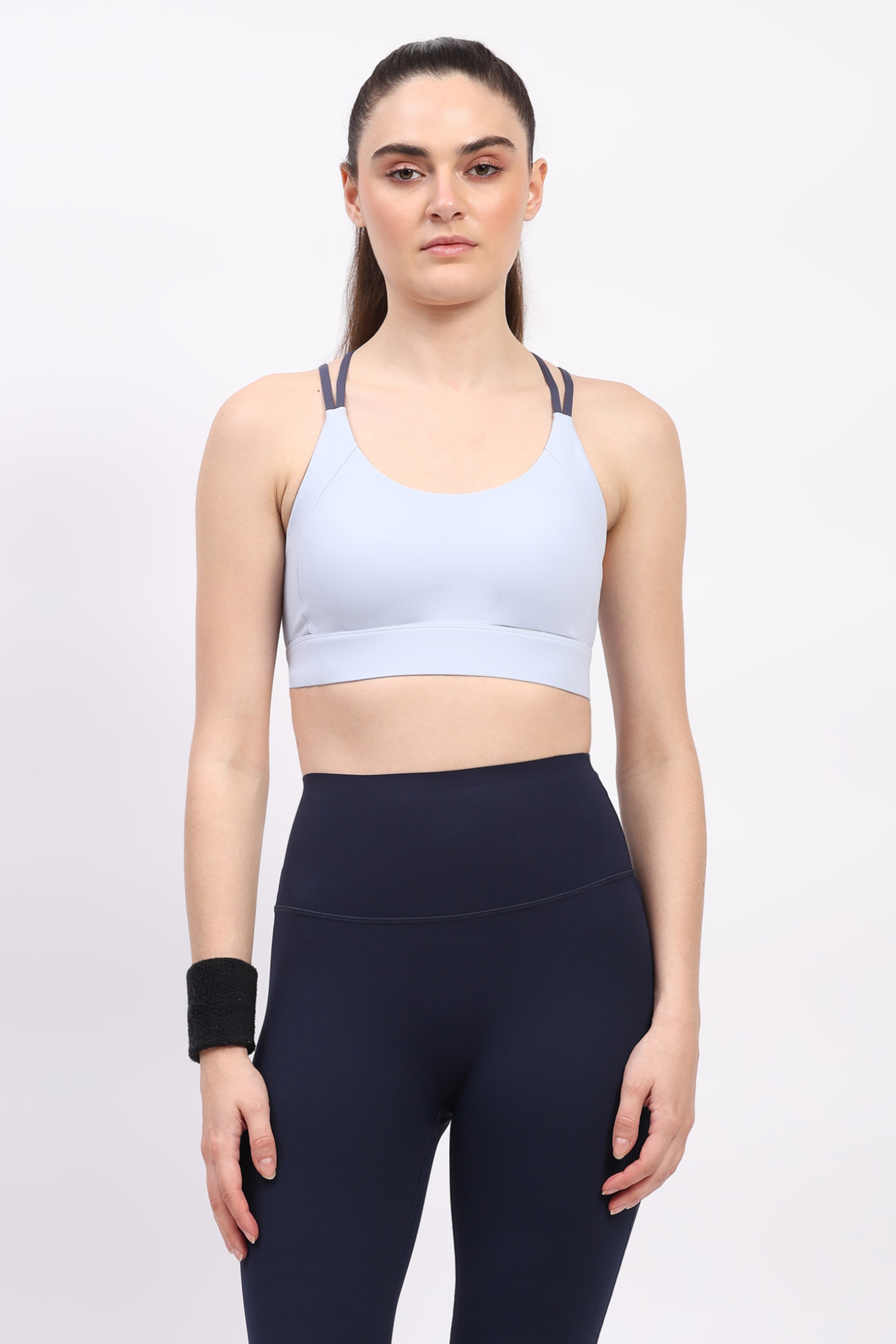 Sky Blue Criss-Cross Back Sports Bra