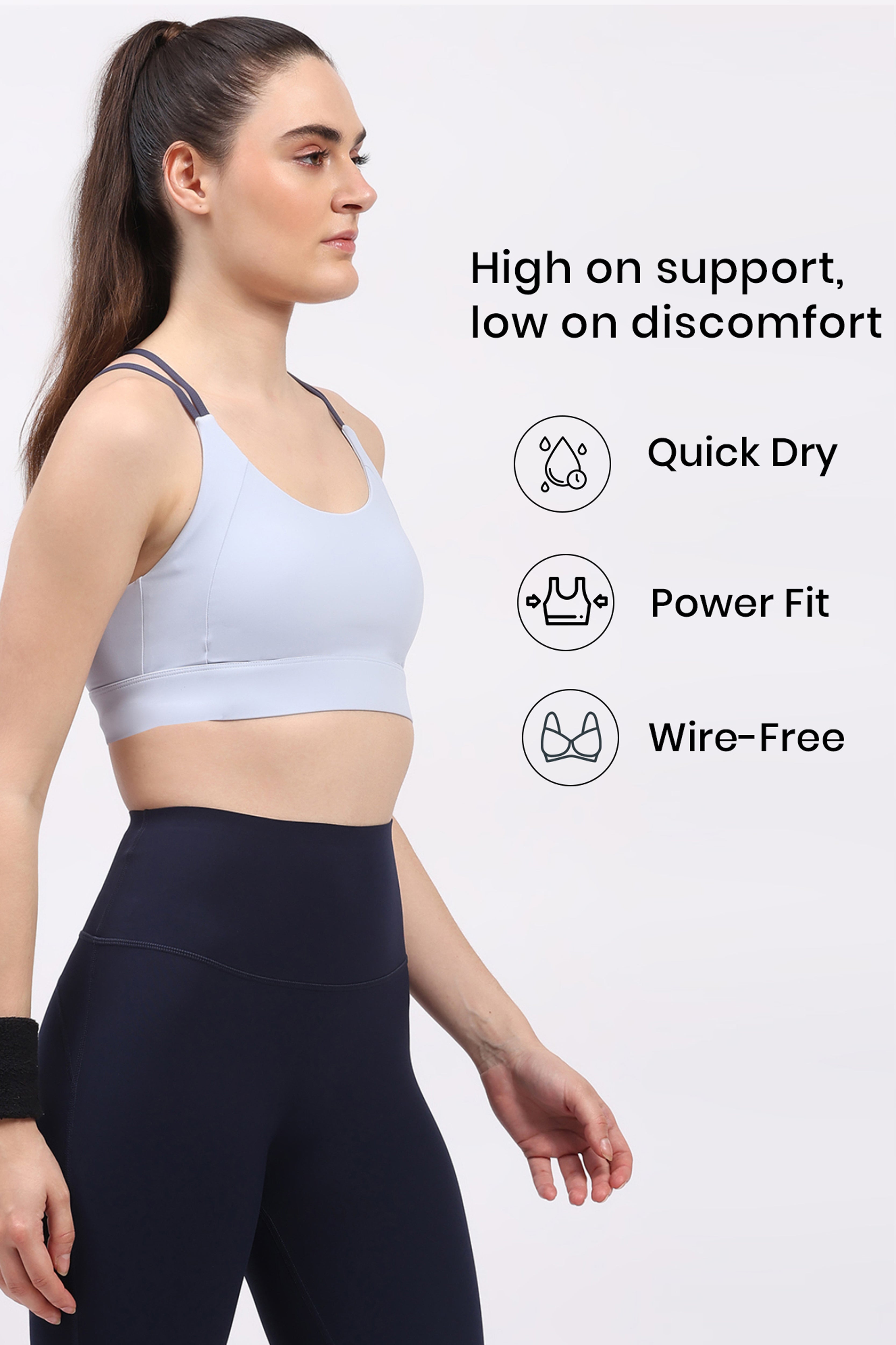 Sky Blue Criss-Cross Back Sports Bra