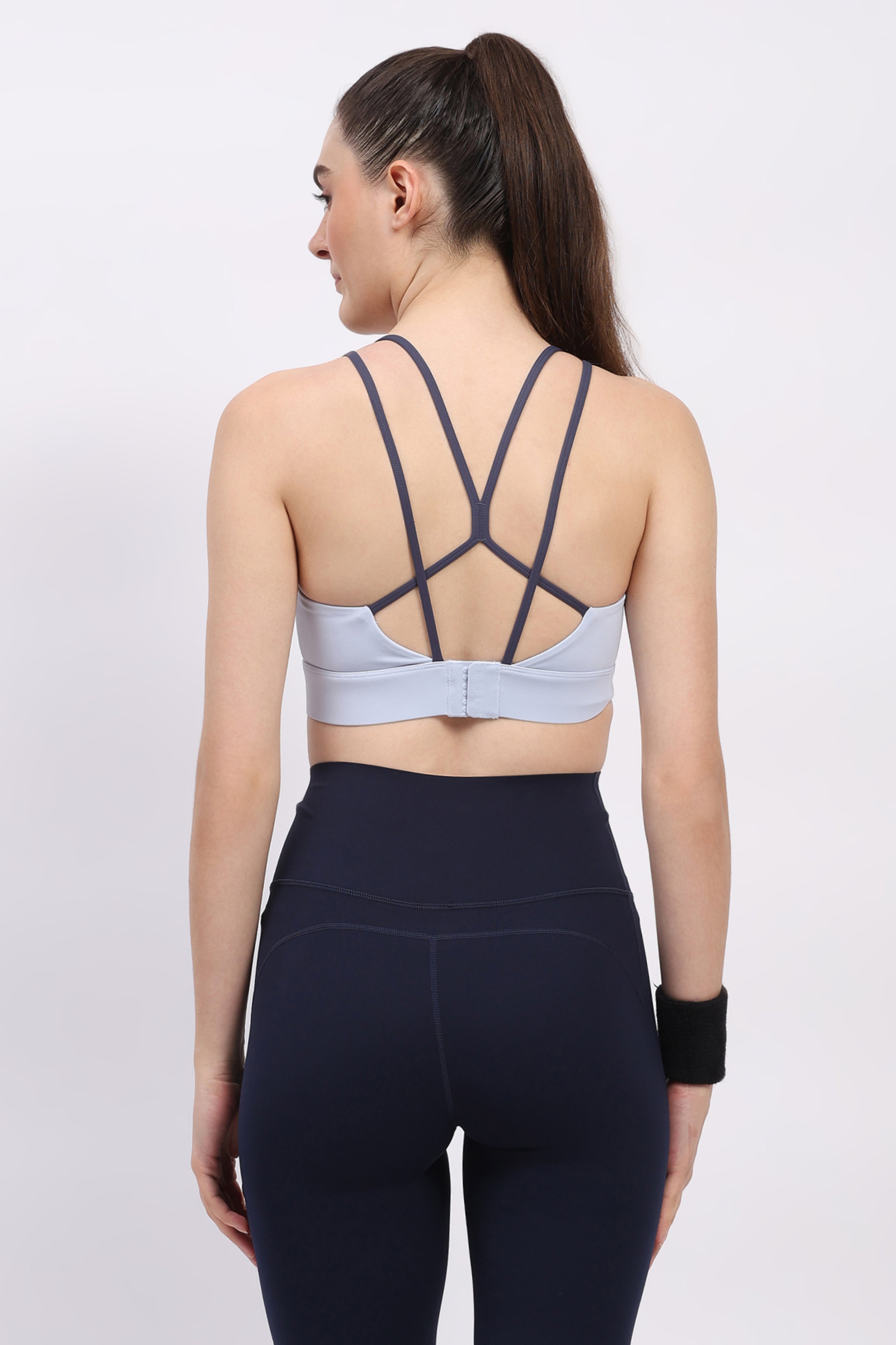 Sky Blue Criss-Cross Back Sports Bra