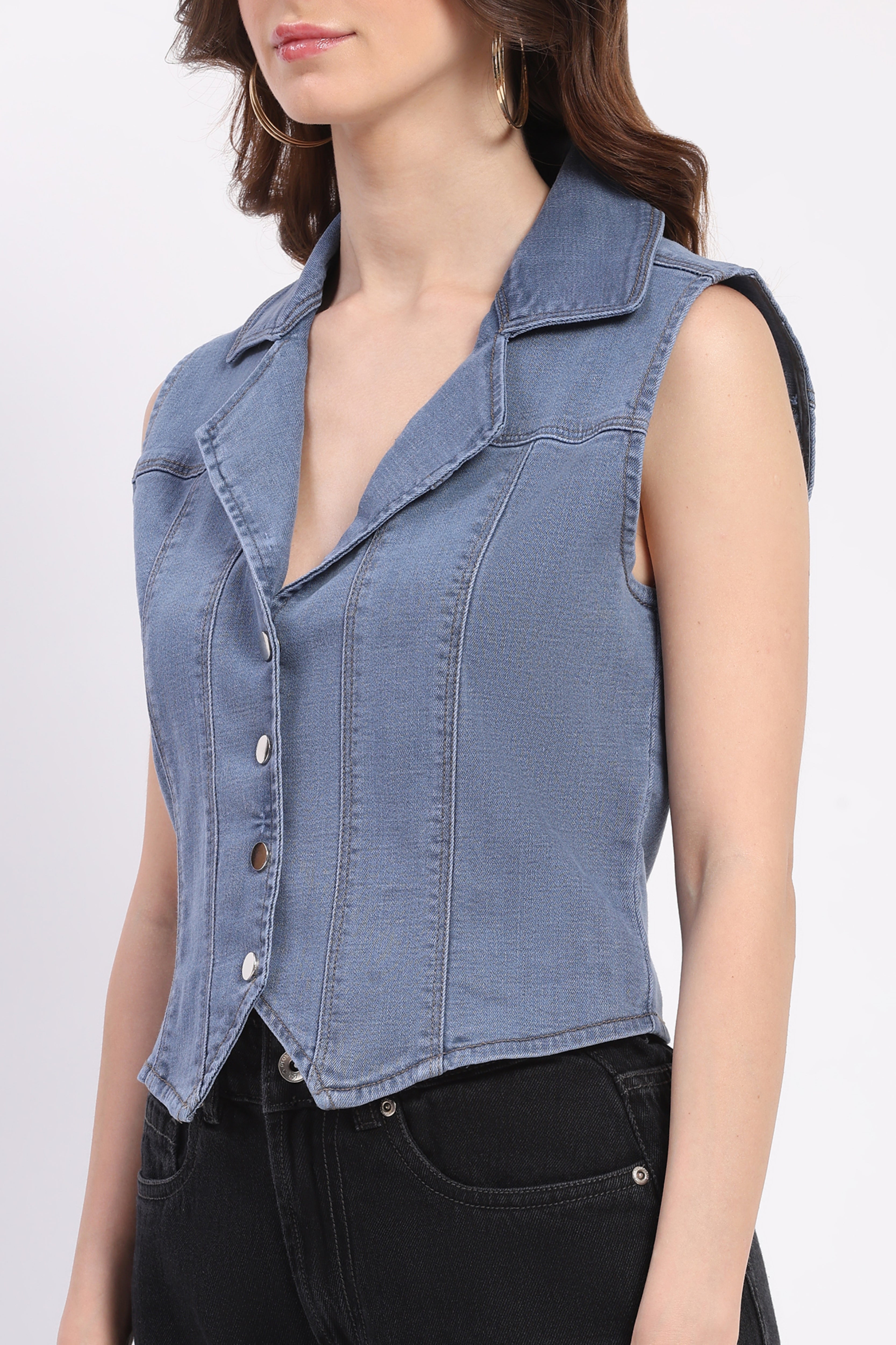 Mid Blue Denim Waistcoat