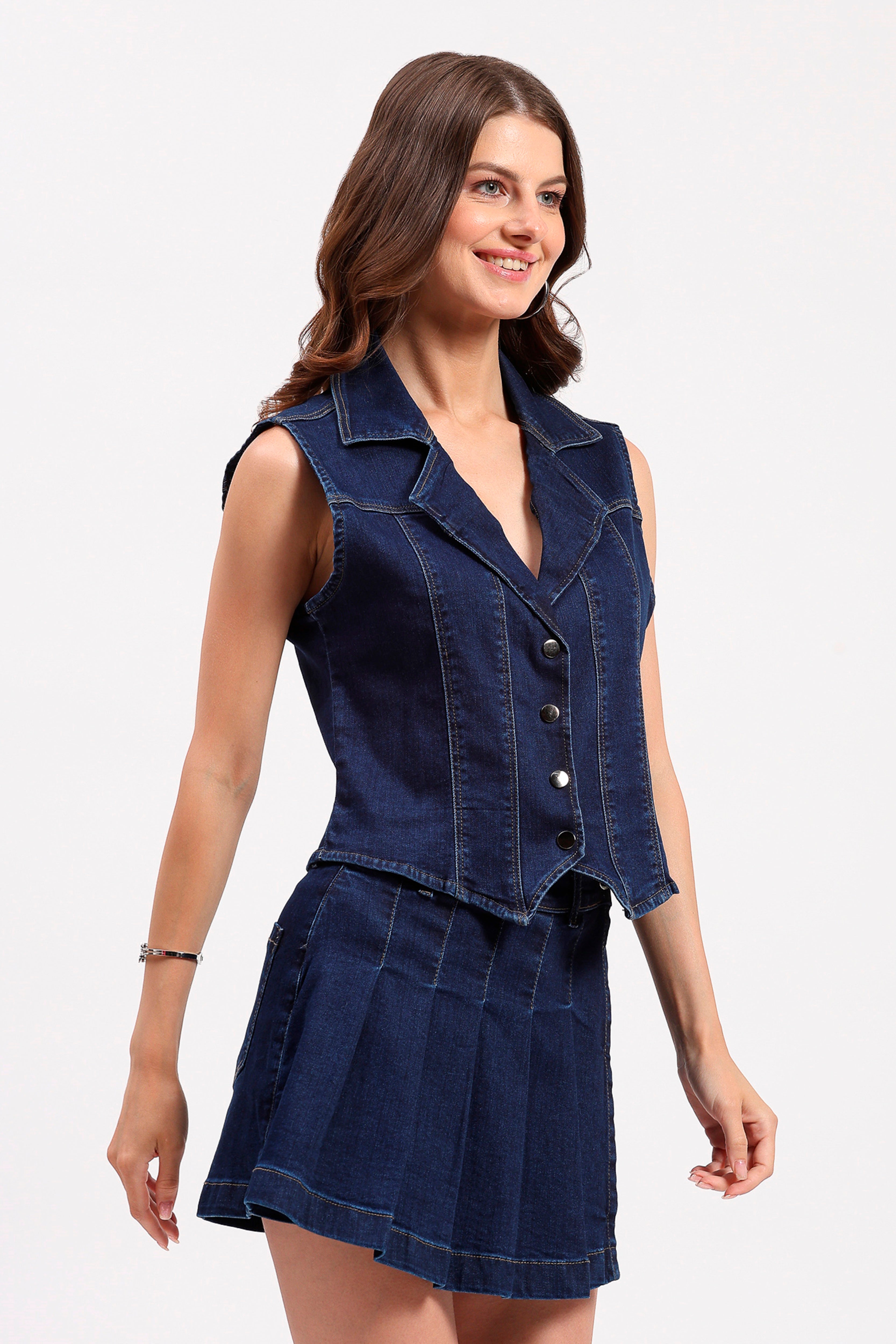 Dark Blue Denim Waistcoat