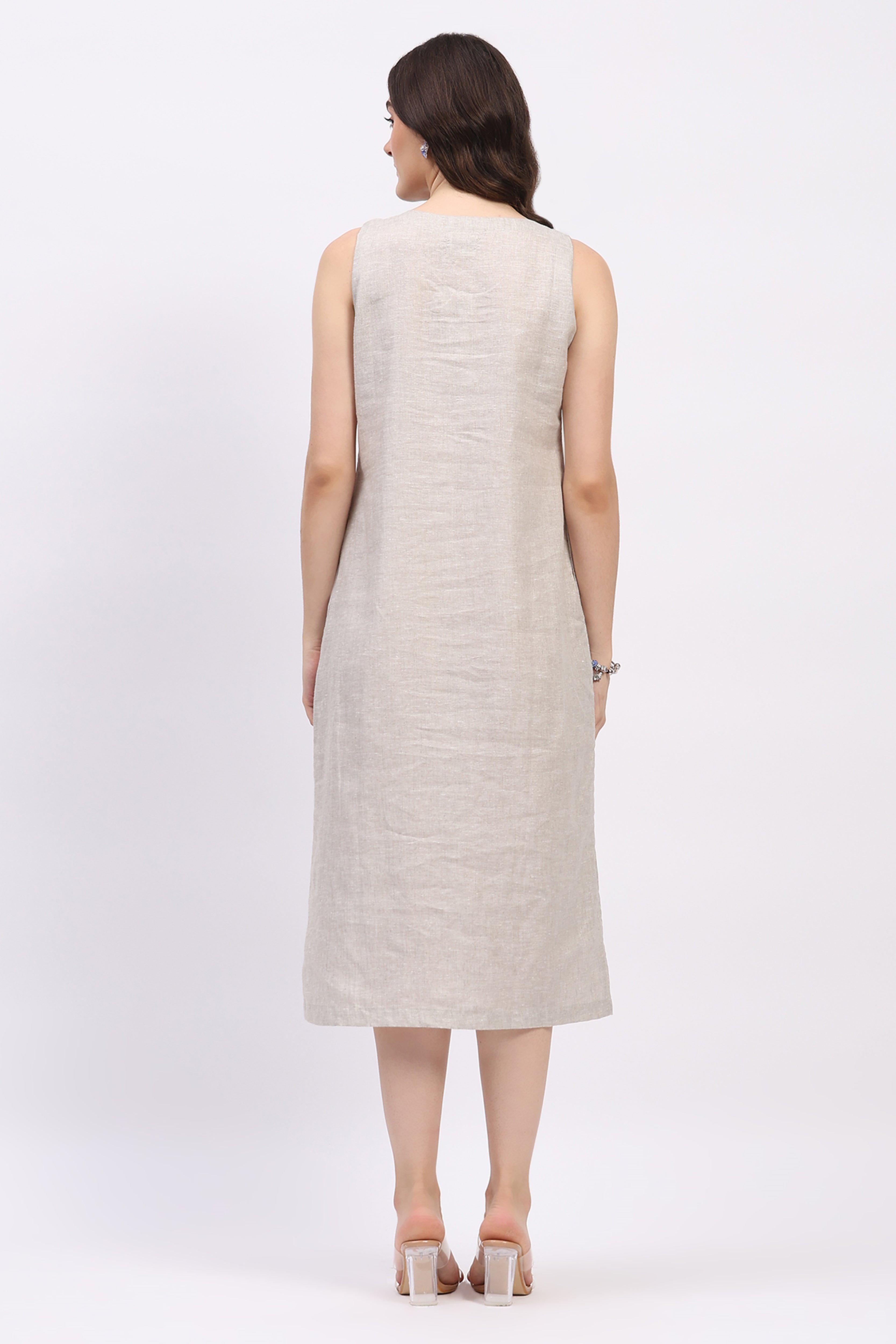 Off-White Embroidered Linen Dress