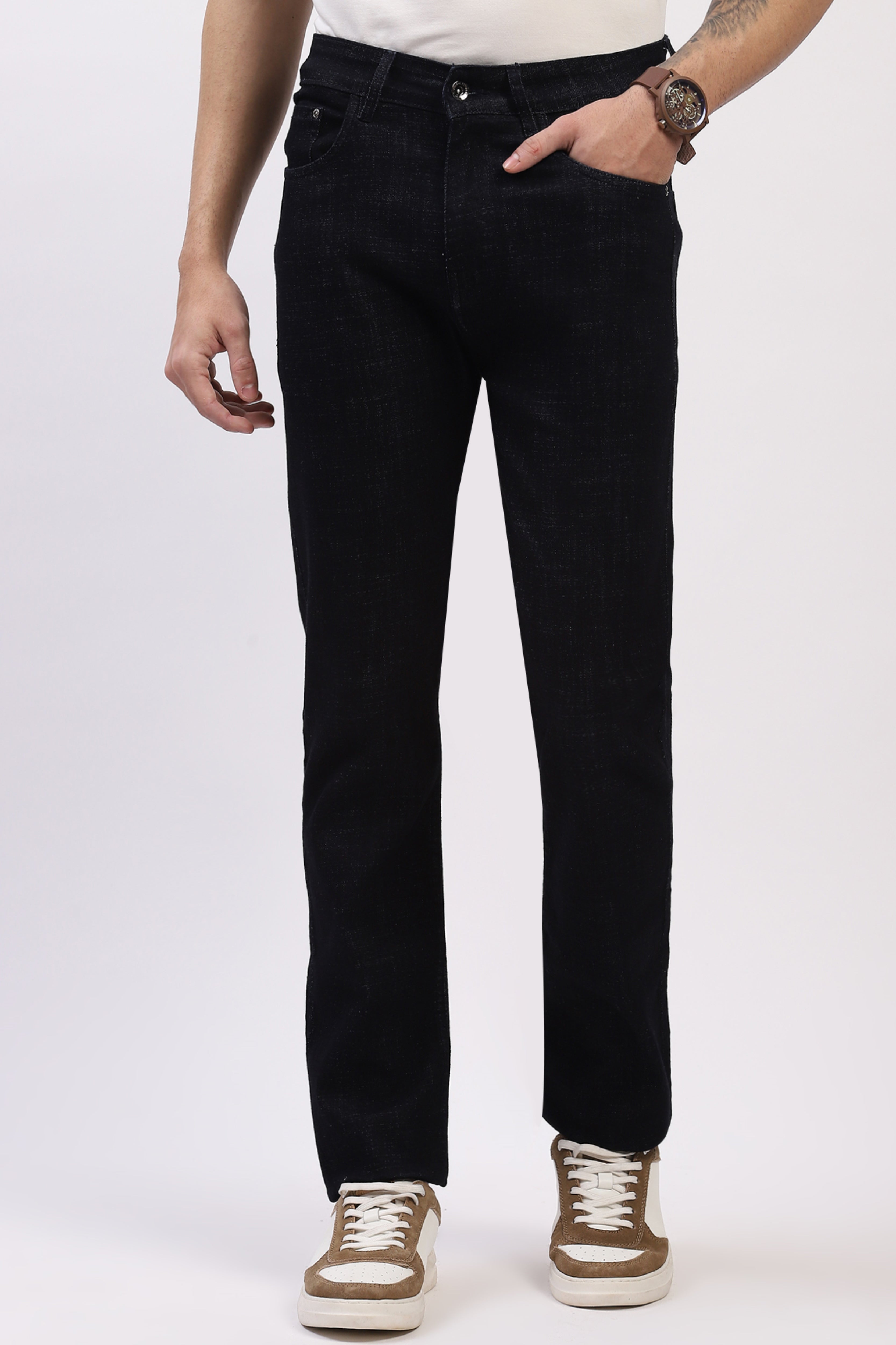 Classic Navy Blue Straight Fit Jeans