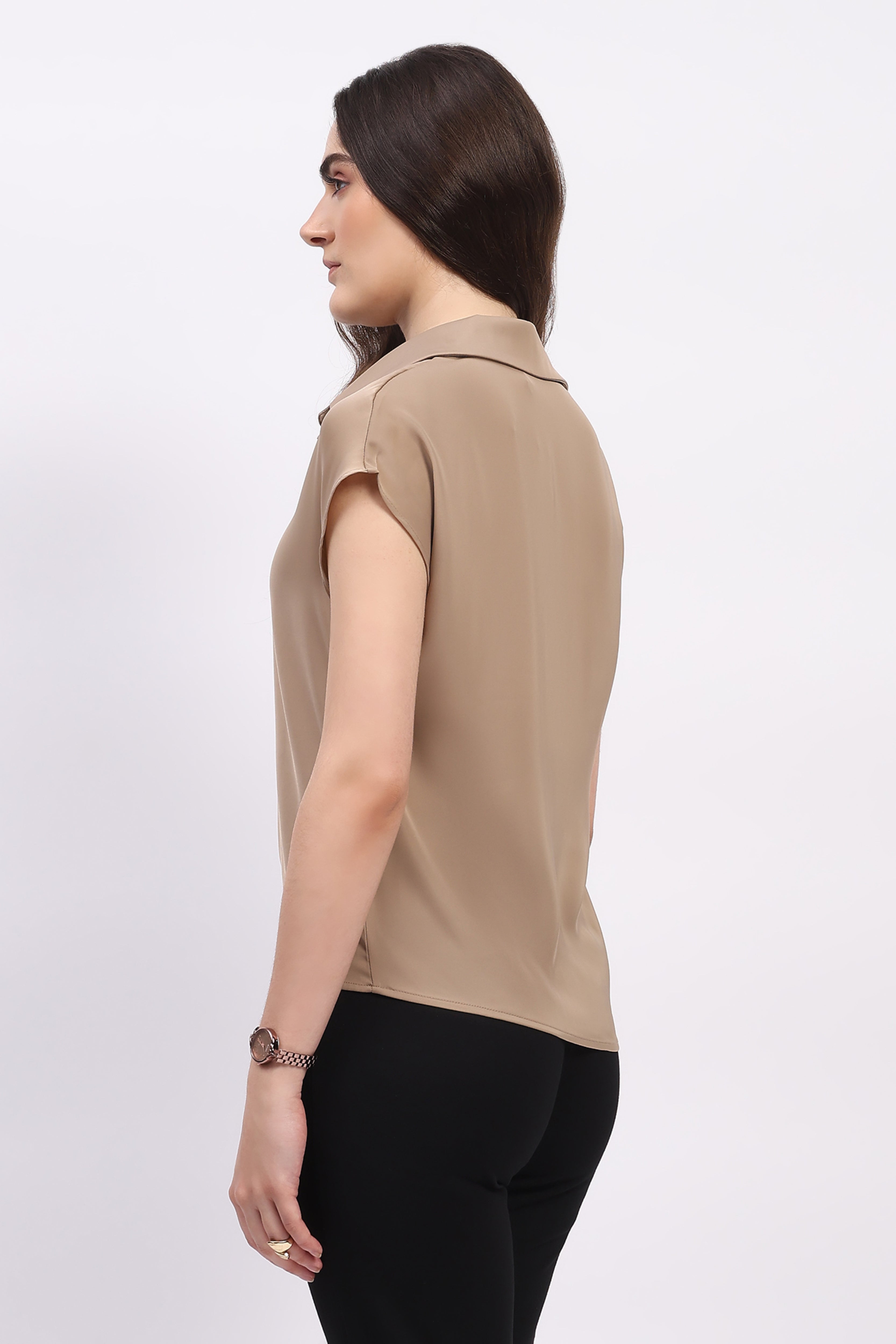 Brown Satin Blend Shirt