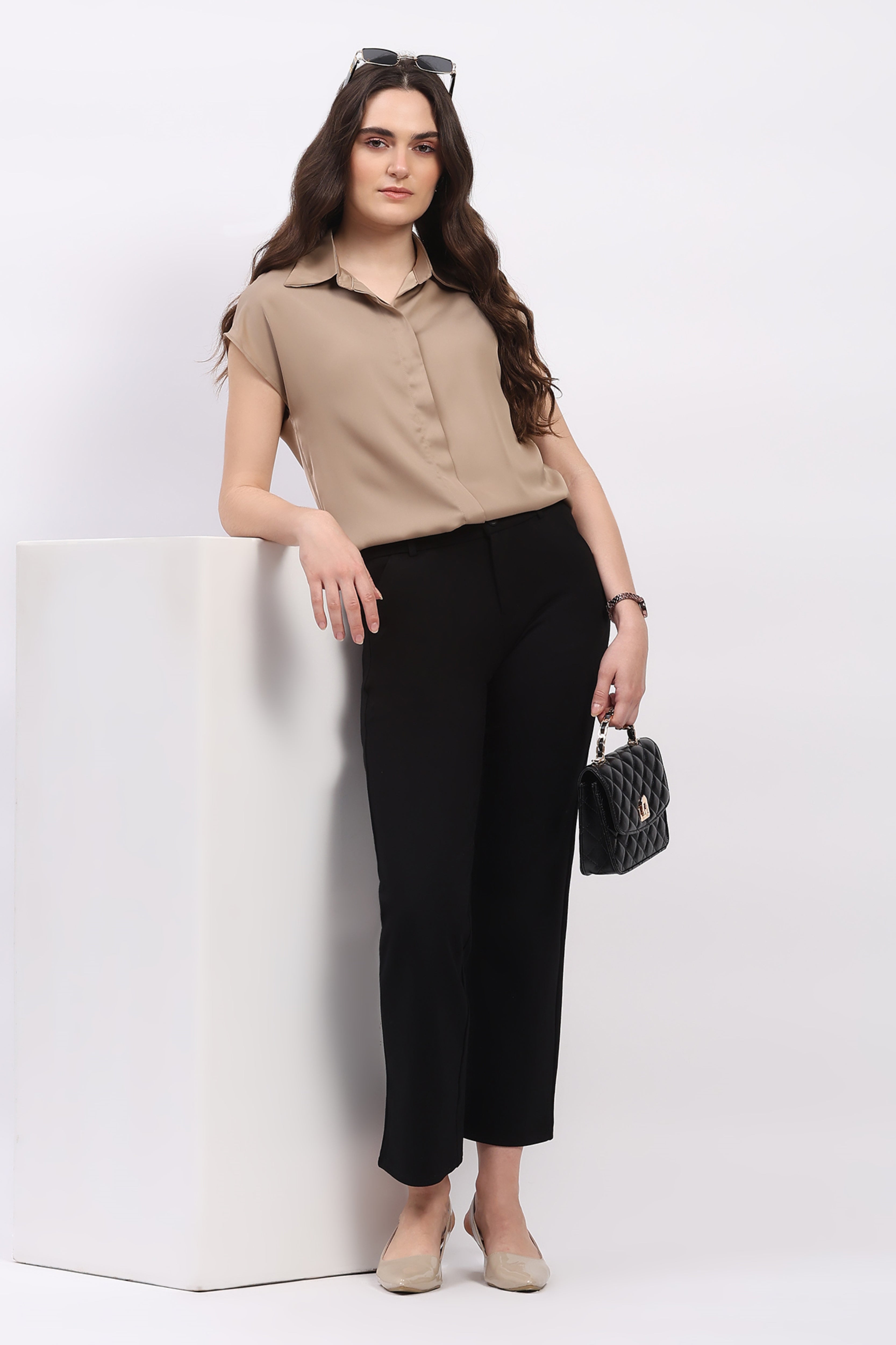 Brown Satin Blend Shirt