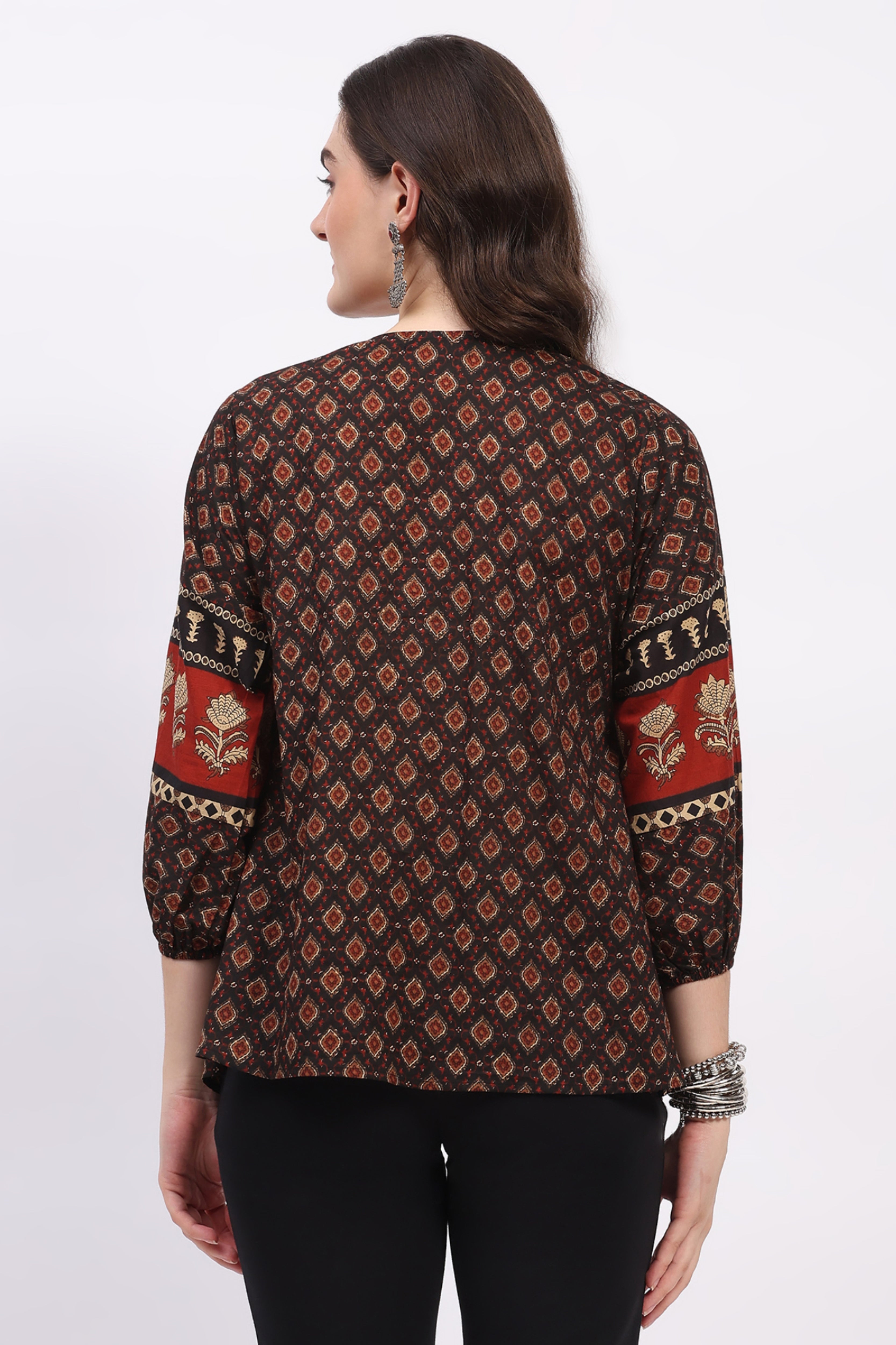Black Ethnic Motif Cotton Tunic