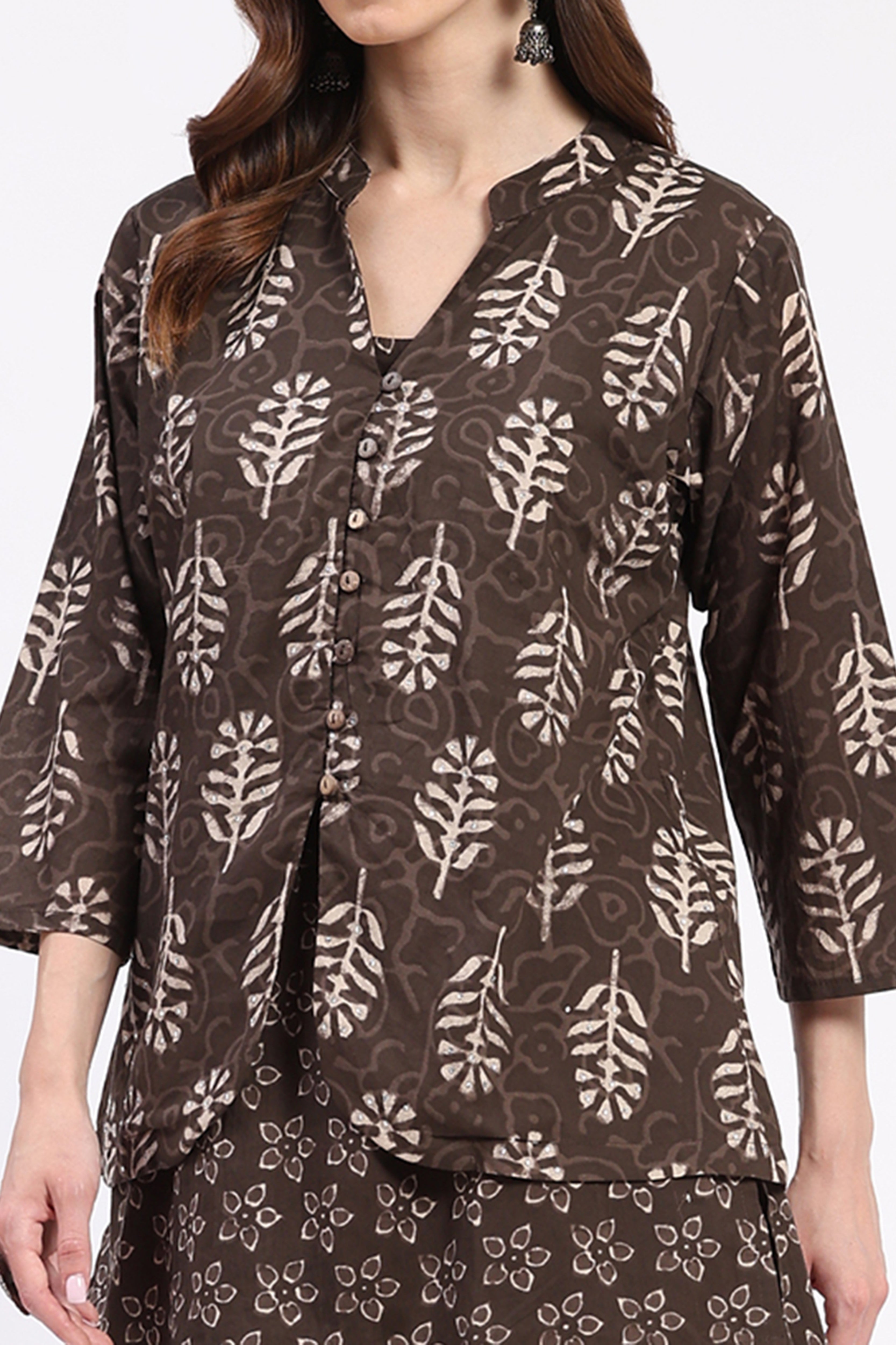 Layered Brown Tunic & Dhoti Co-ord Set