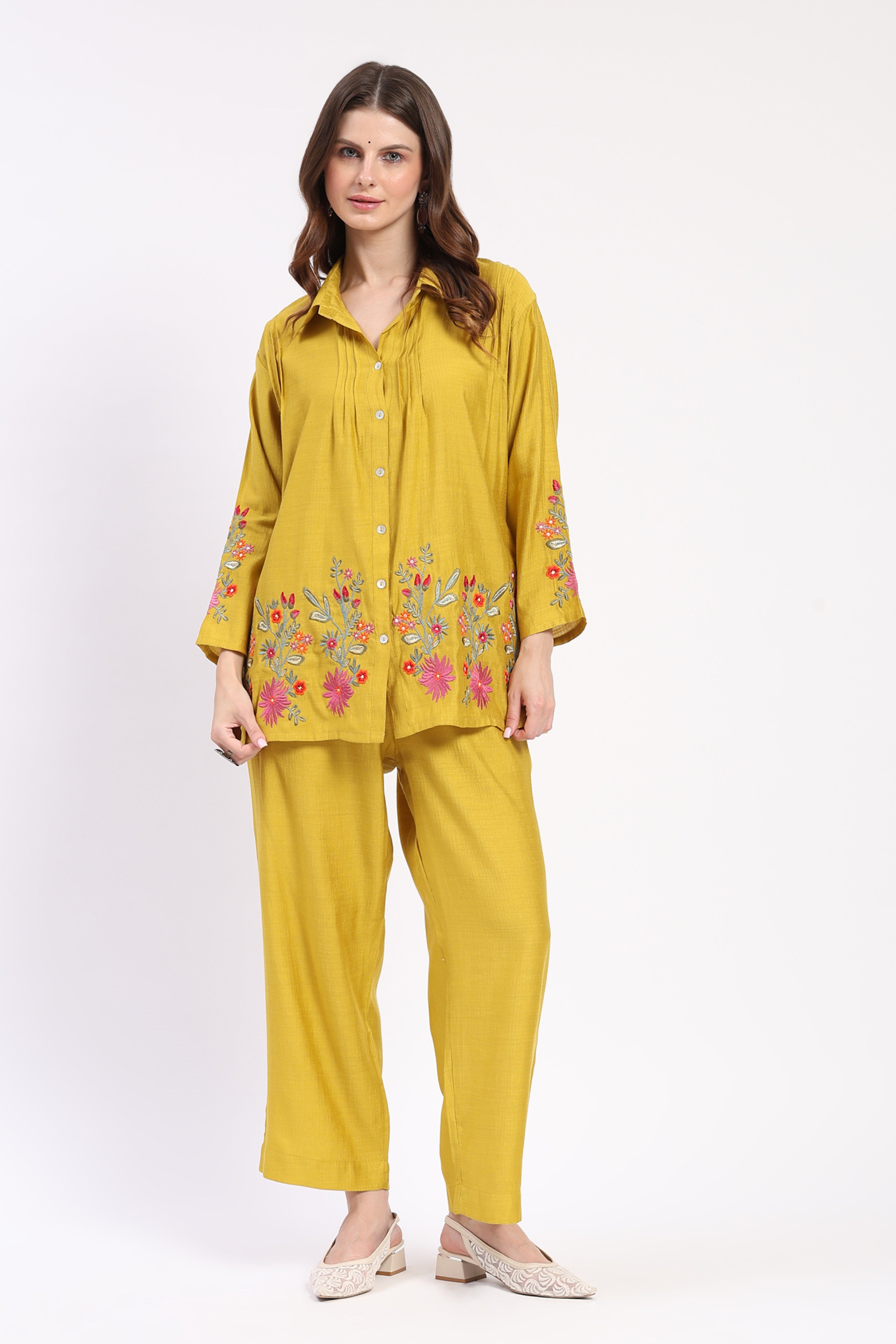 Yellow Embroidered Co-ord Set