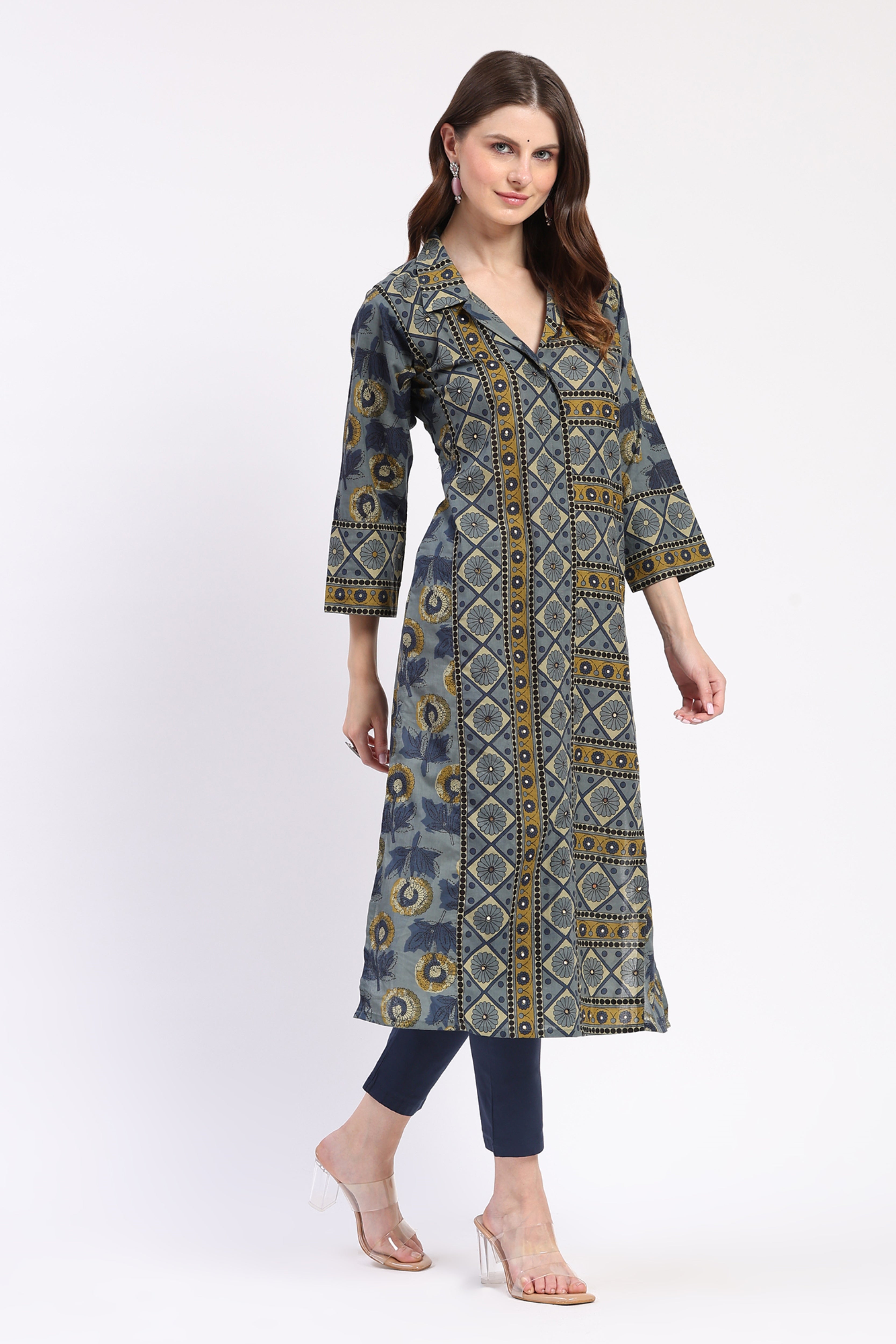 Multi Mirror Work Cotton Kurta