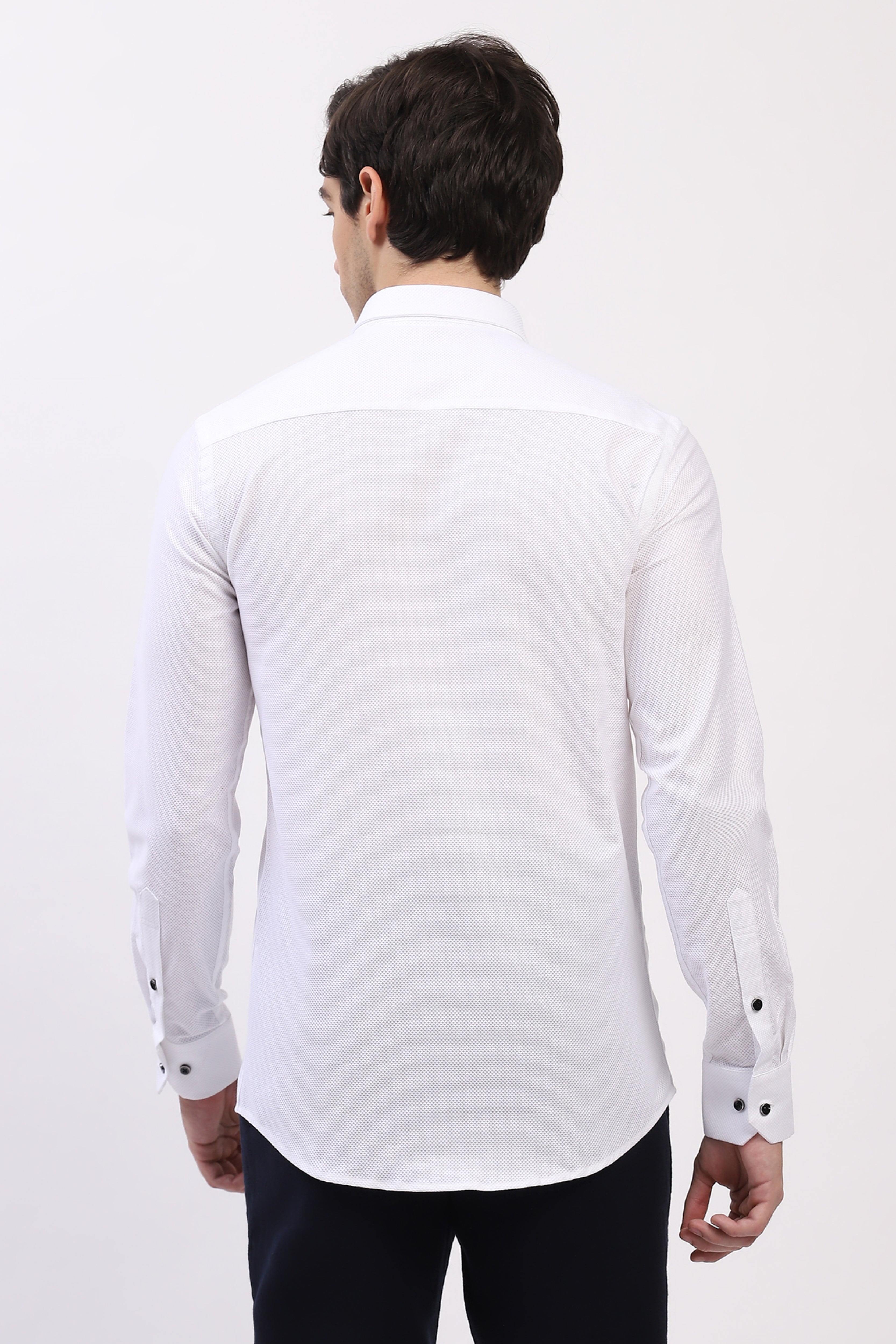 Classic White Self Design Shirt