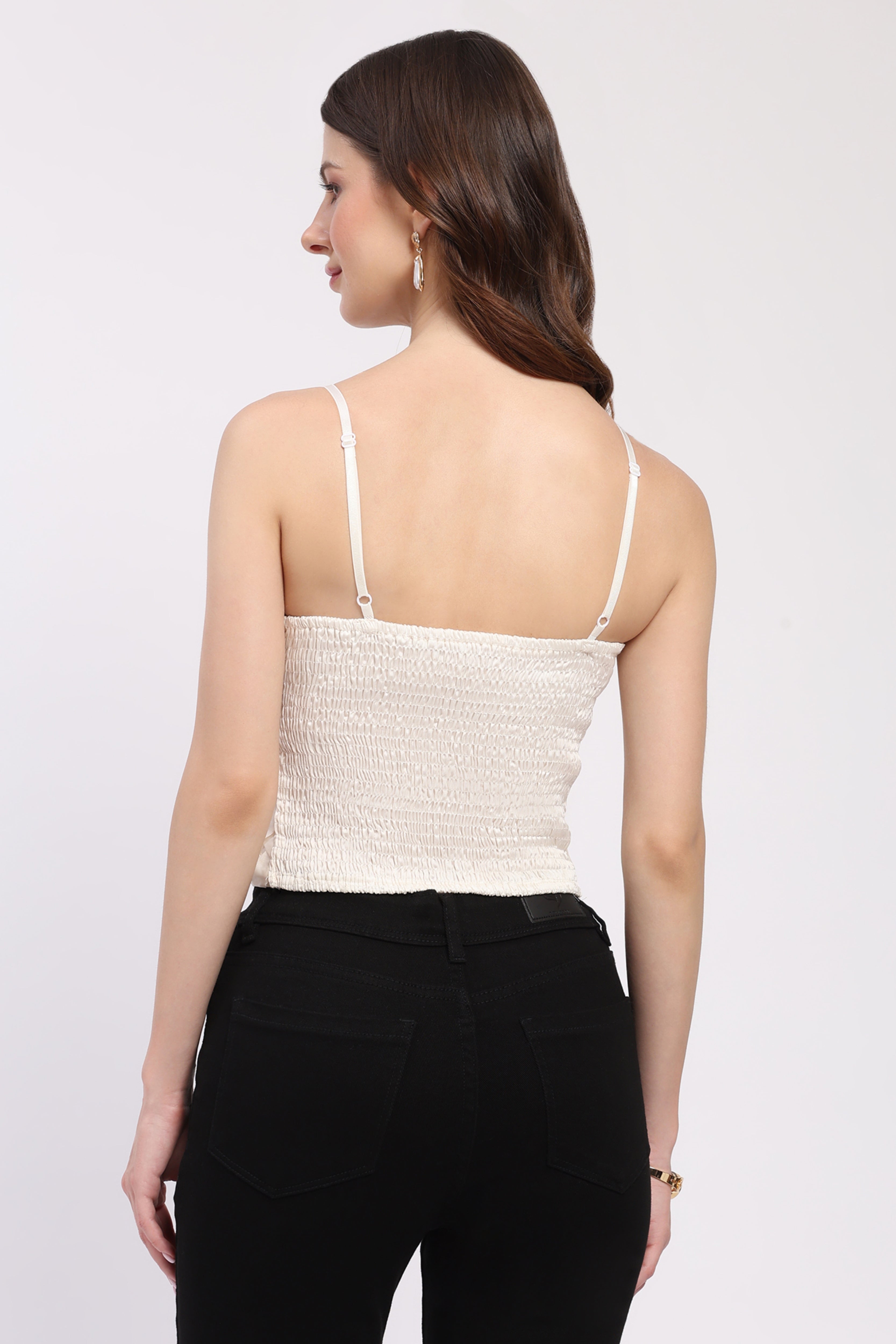 Cream Satin Bralette Top