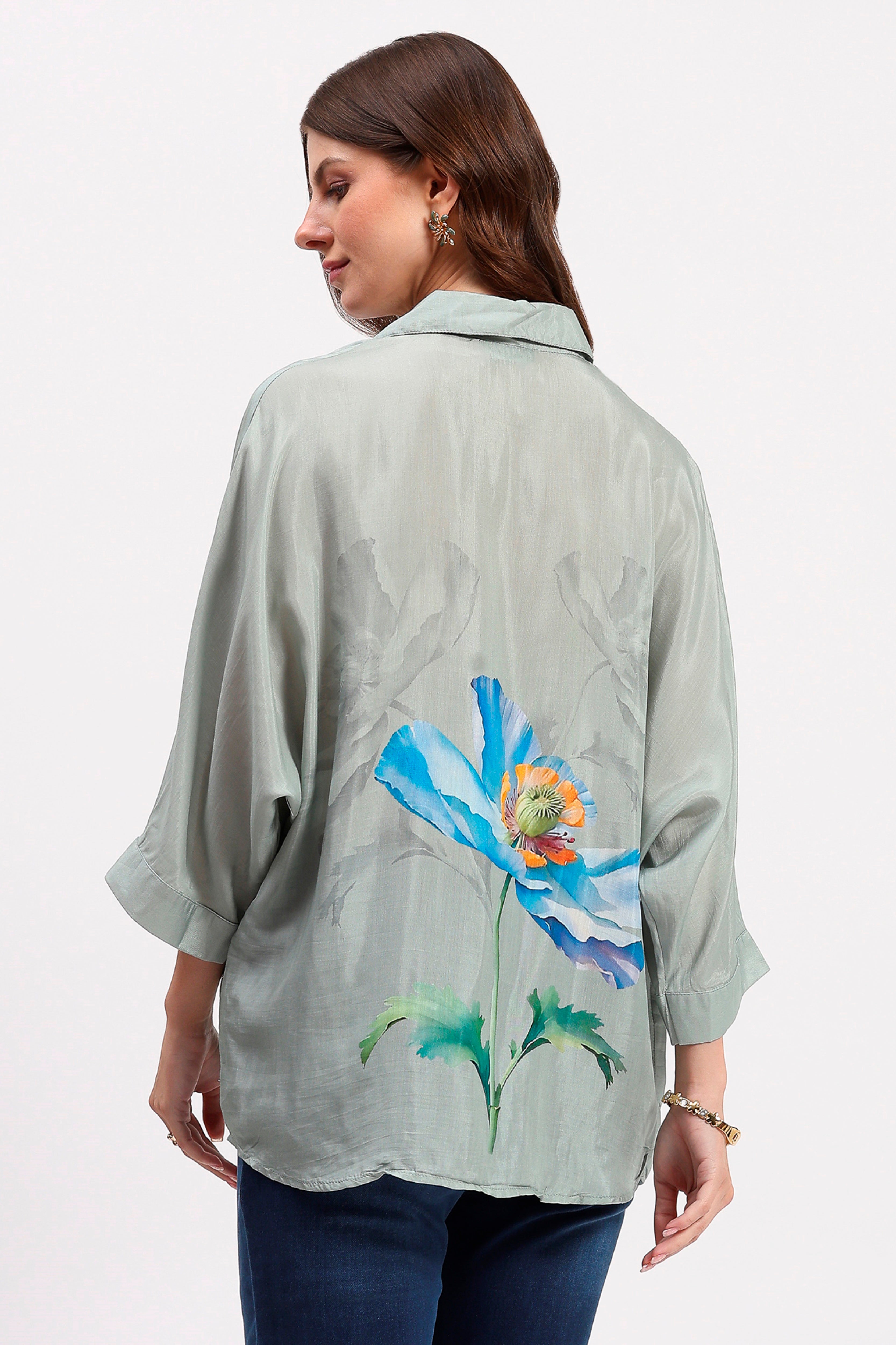 Sage Green Floral Viscose Top