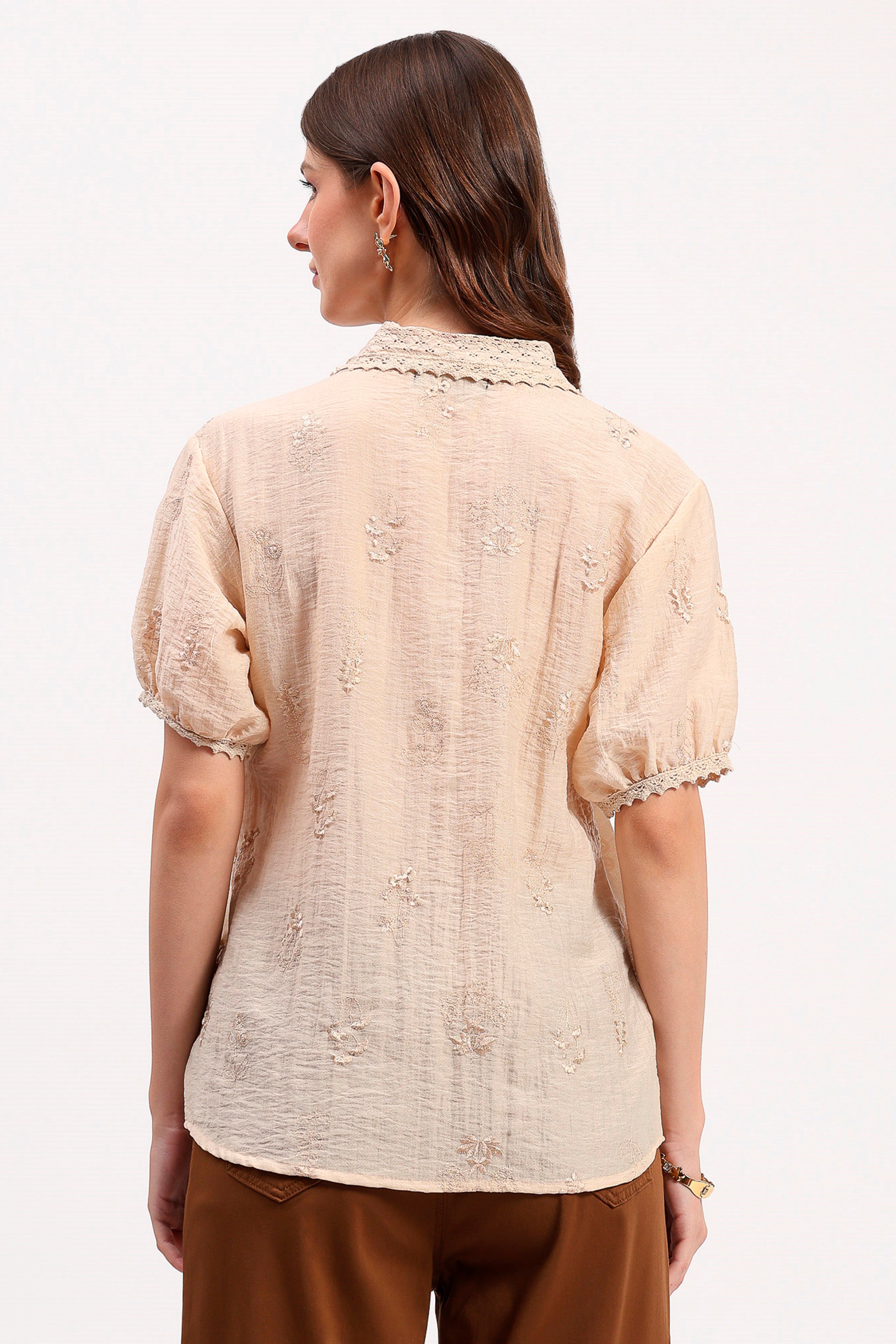 Beige Embroidered Shirt