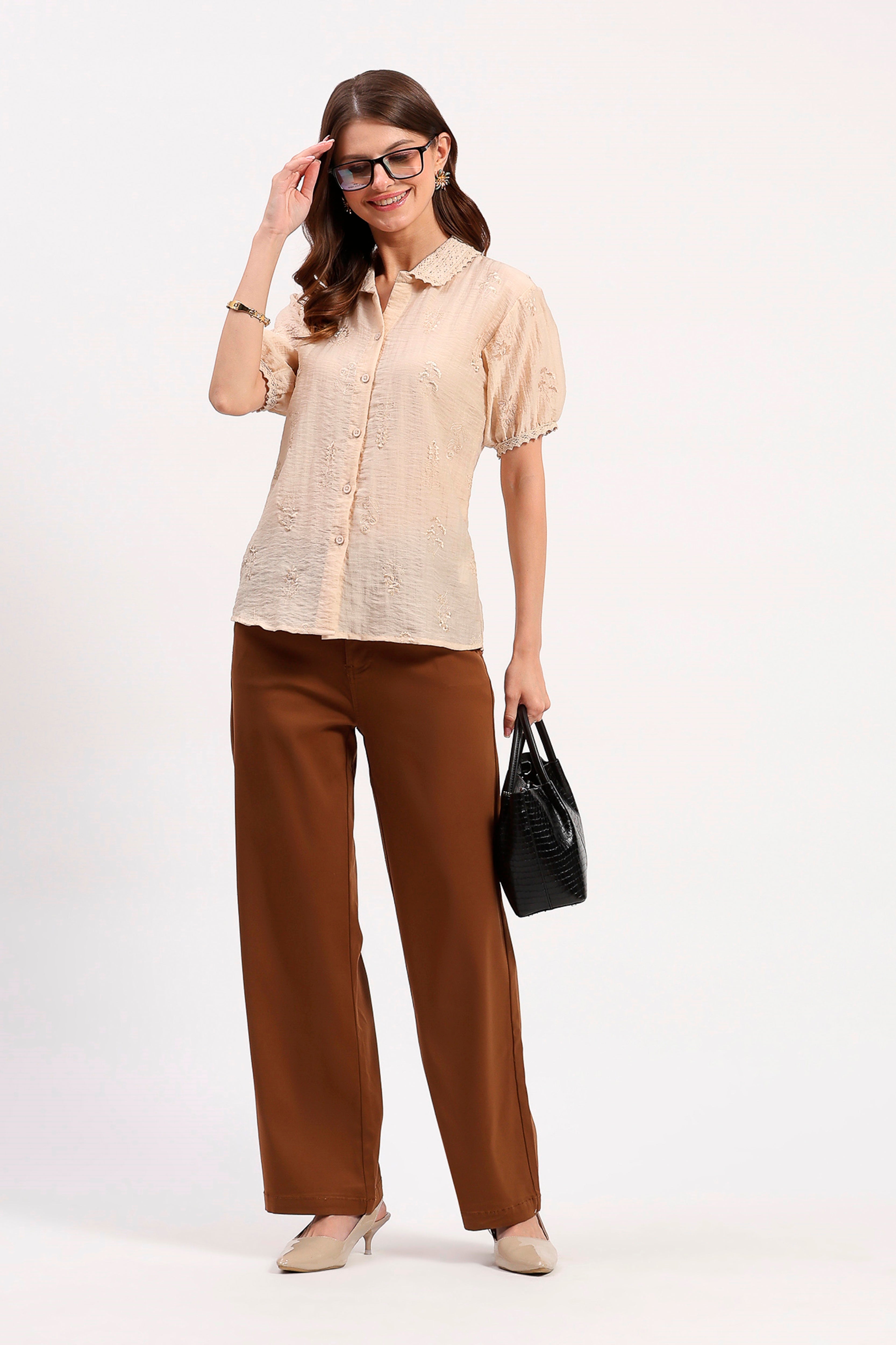 Beige Embroidered Shirt