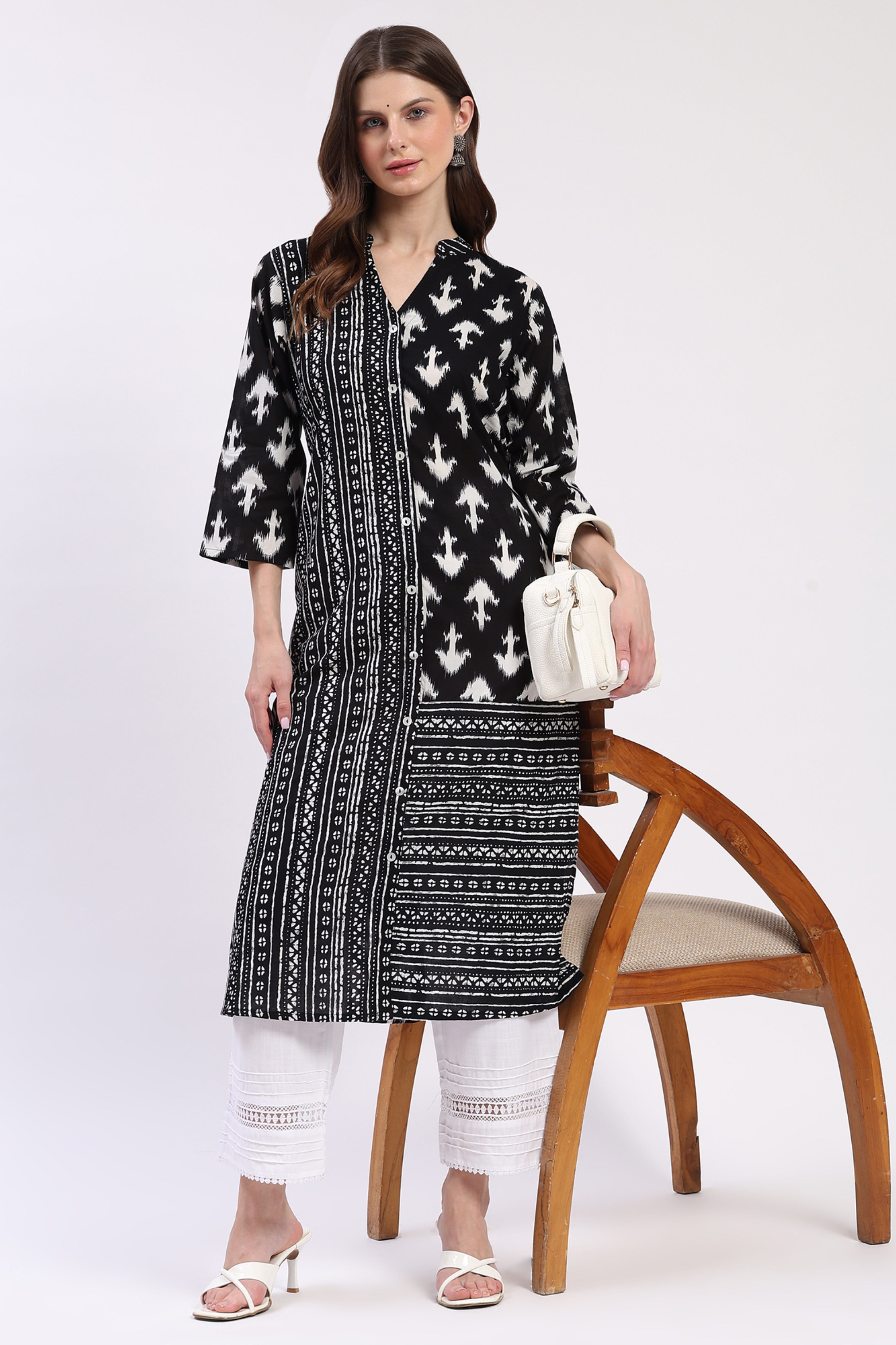 Monochrome Cotton Printed Kurta