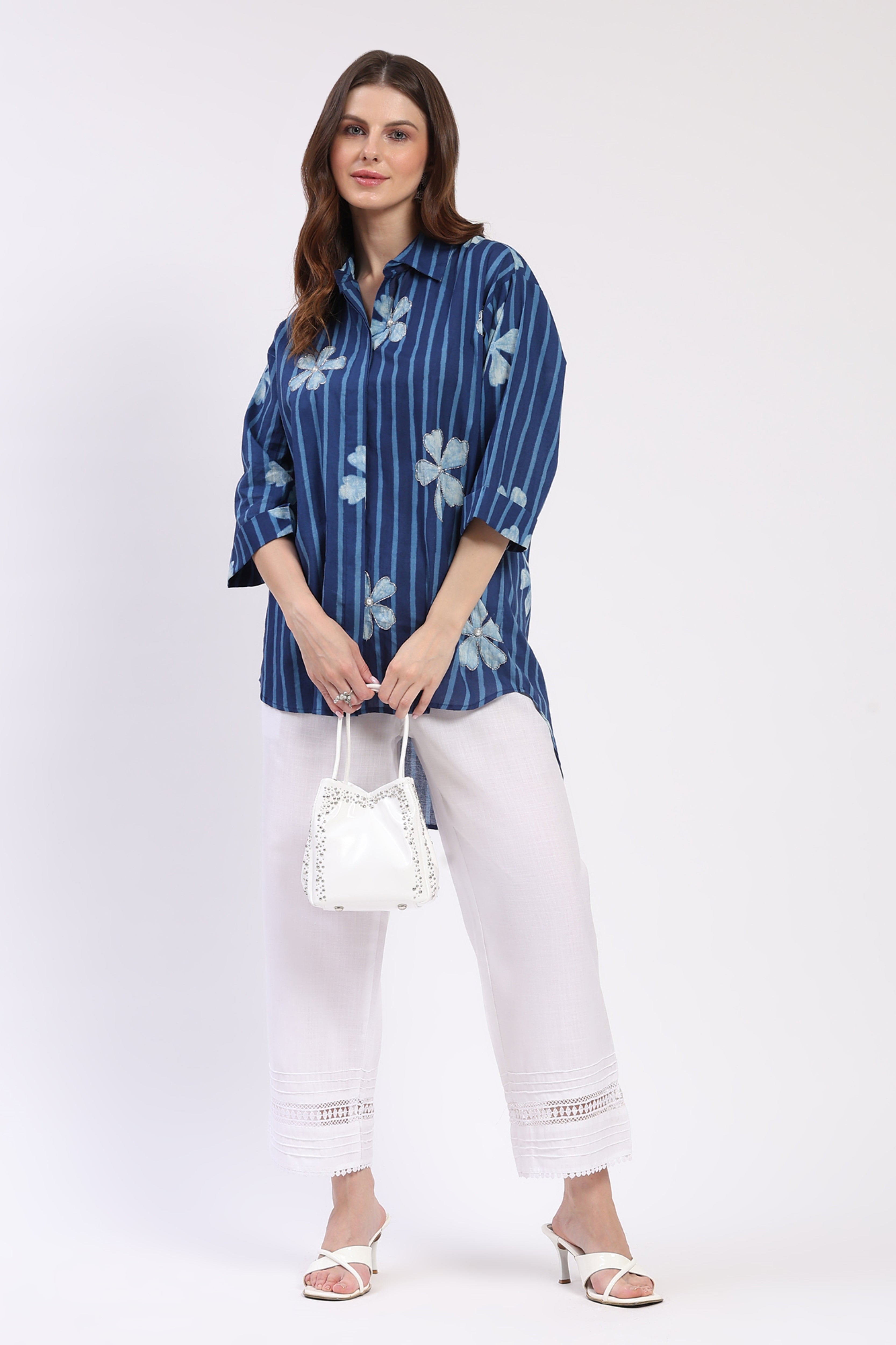 Indigo Embellished High-Low Top