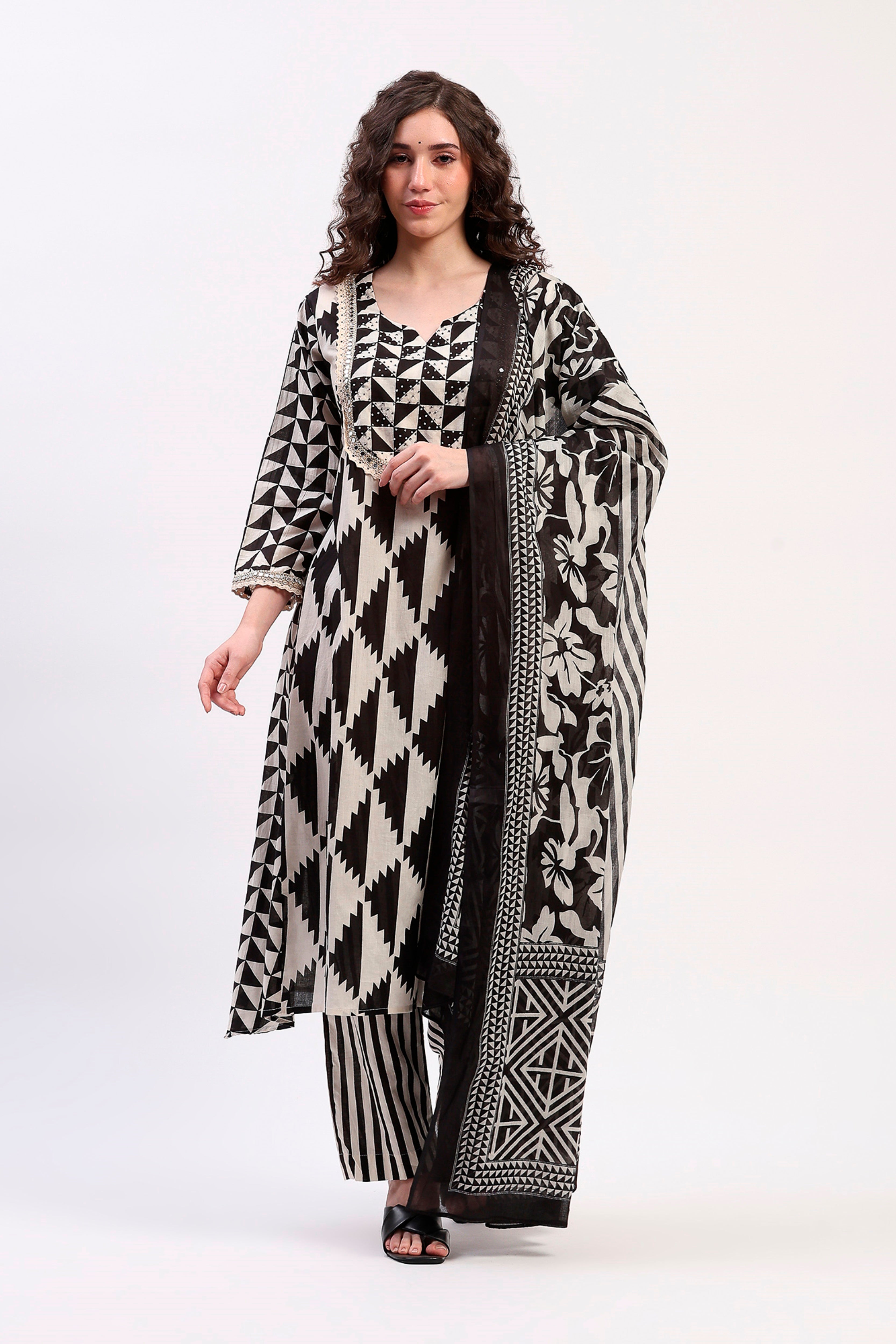 Monochrome Ethnic Suit Set