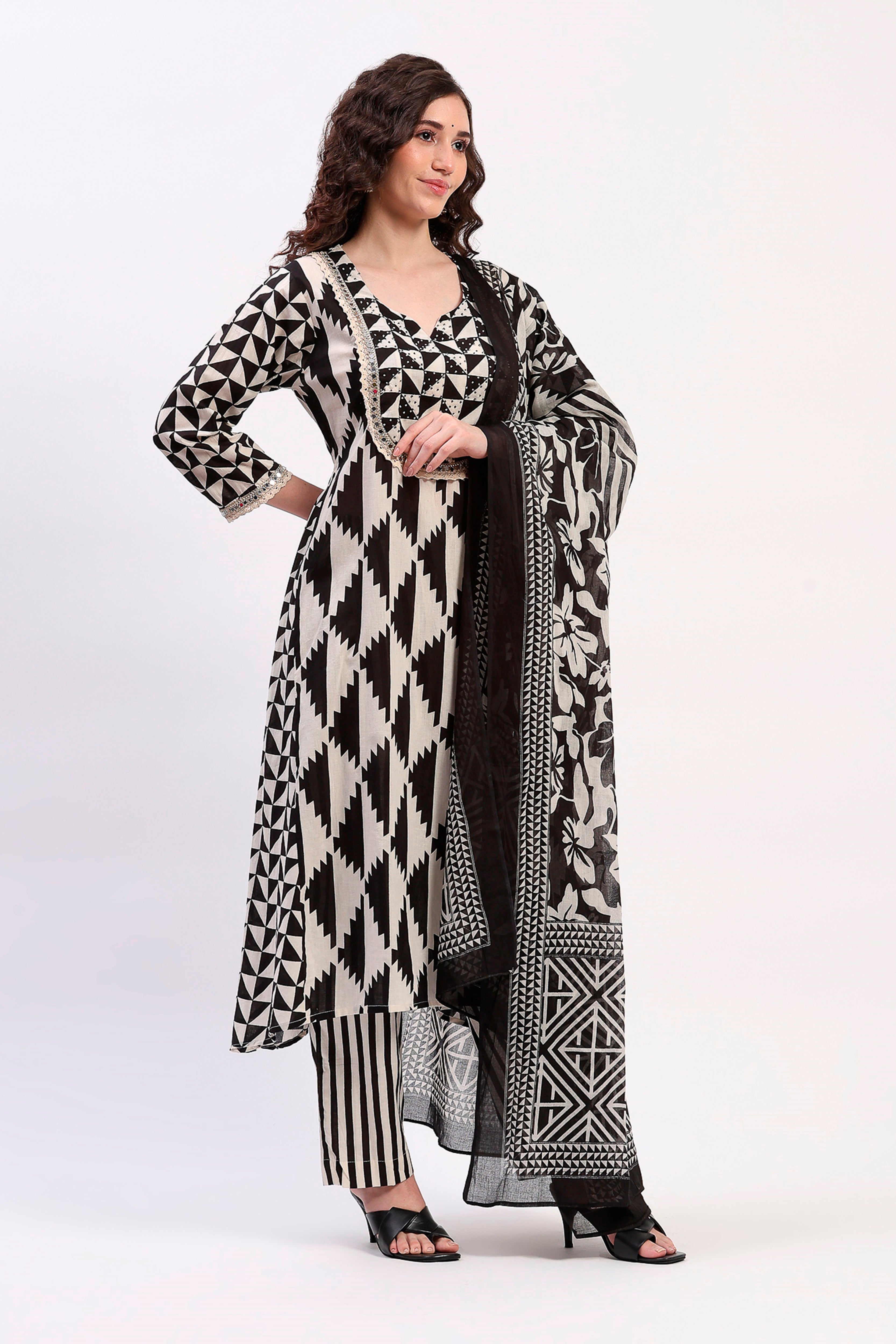 Monochrome Ethnic Suit Set