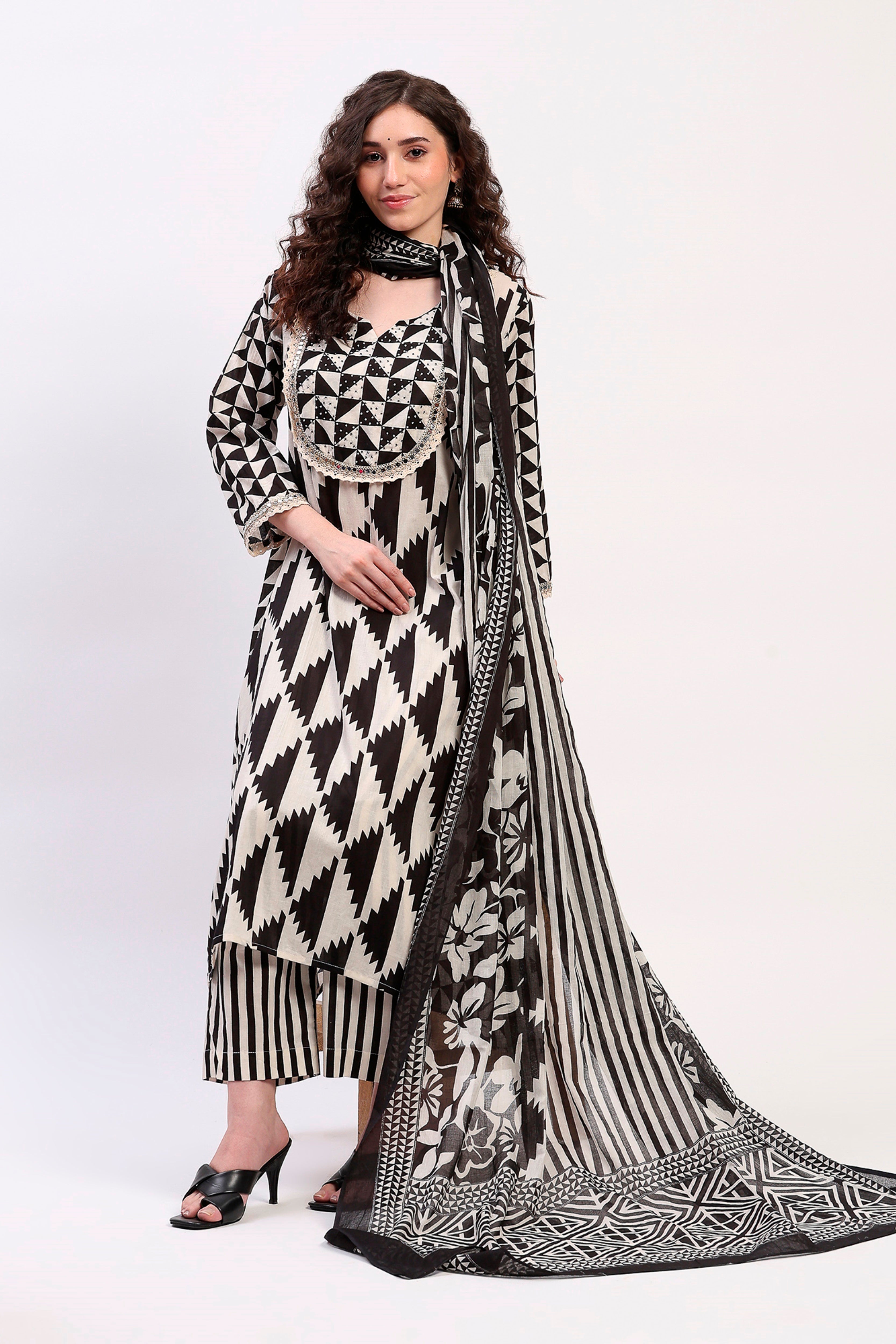 Monochrome Ethnic Suit Set