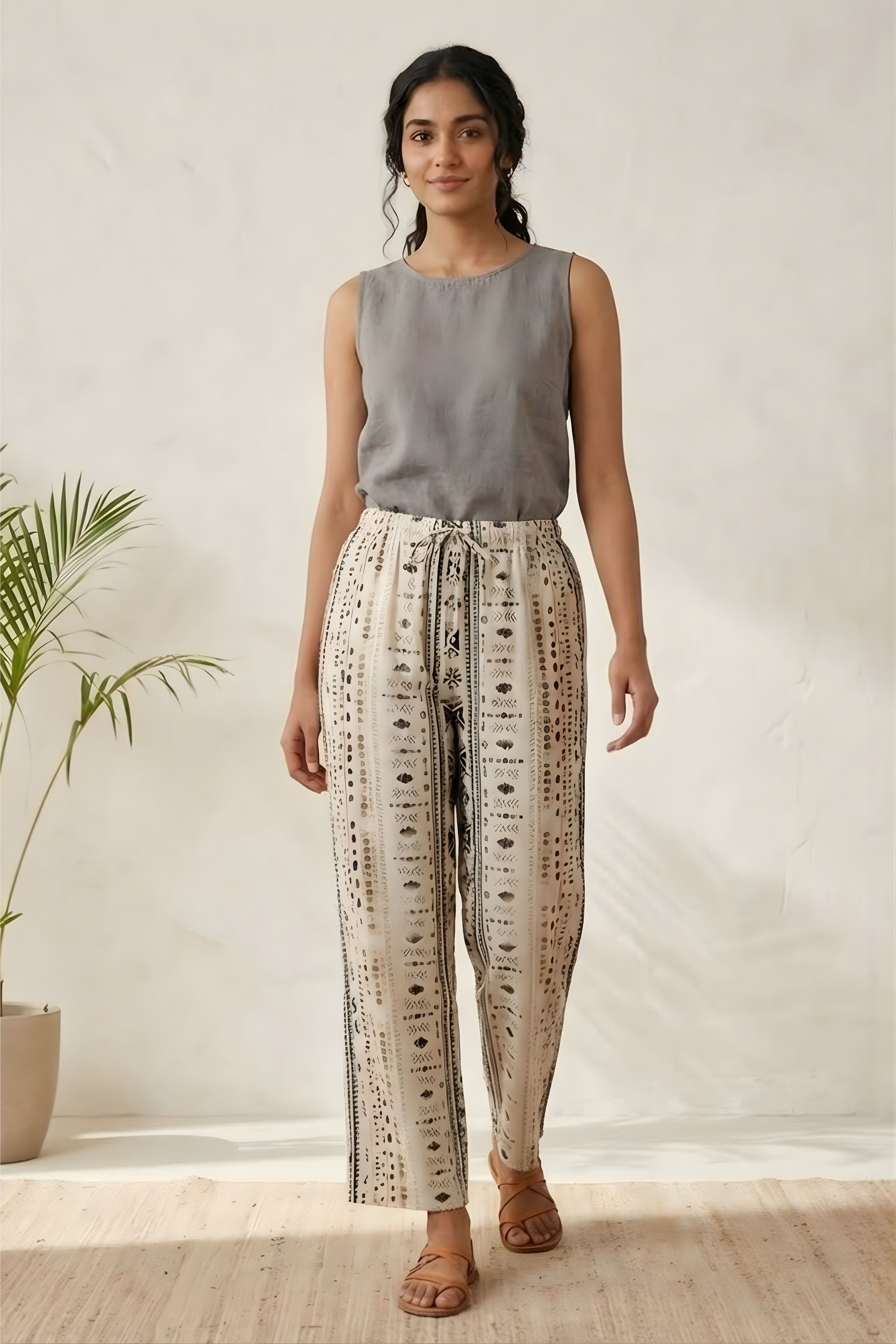 Multicolor Abstract Print Viscose Lower