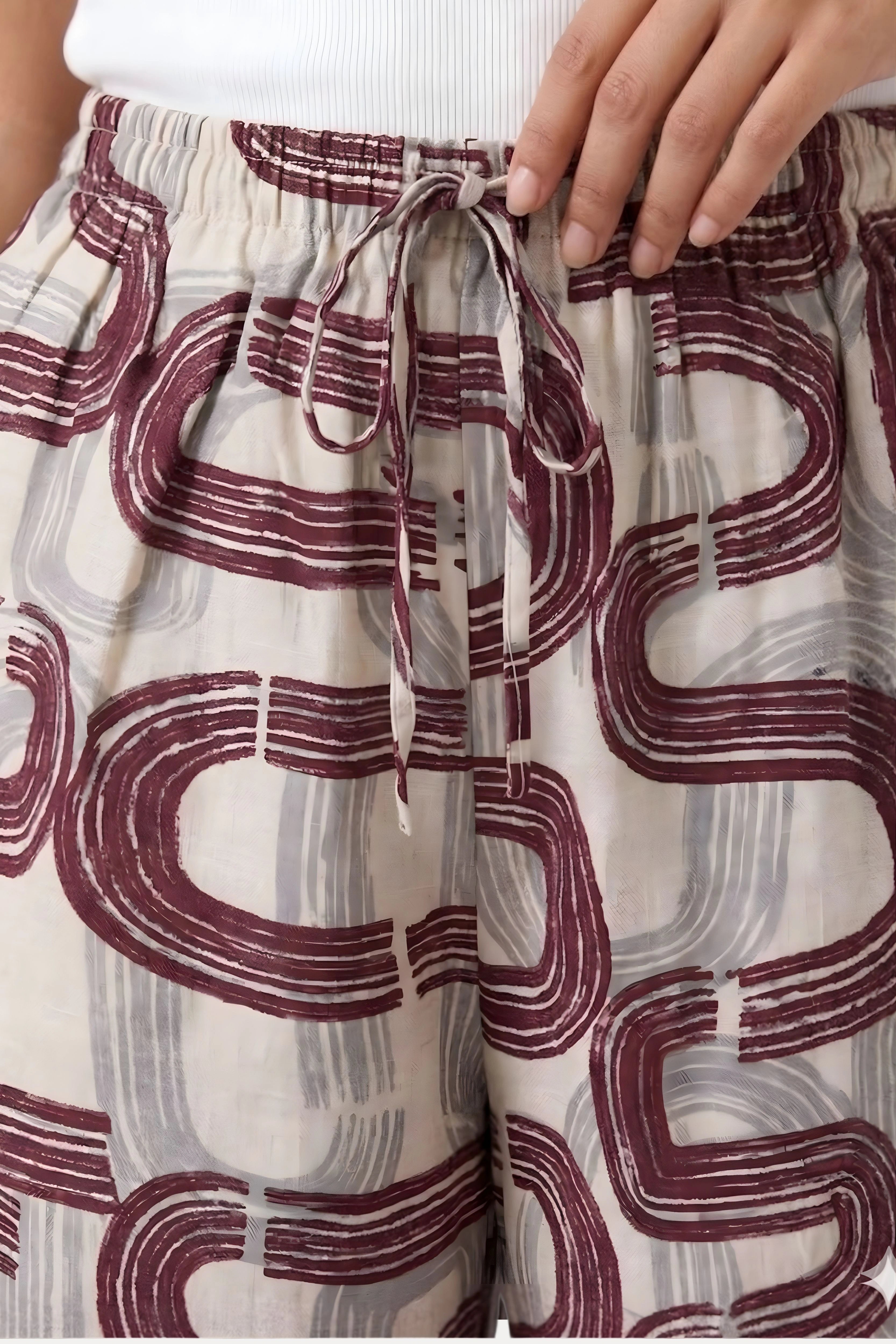 Wine Abstract Print Viscose Lower