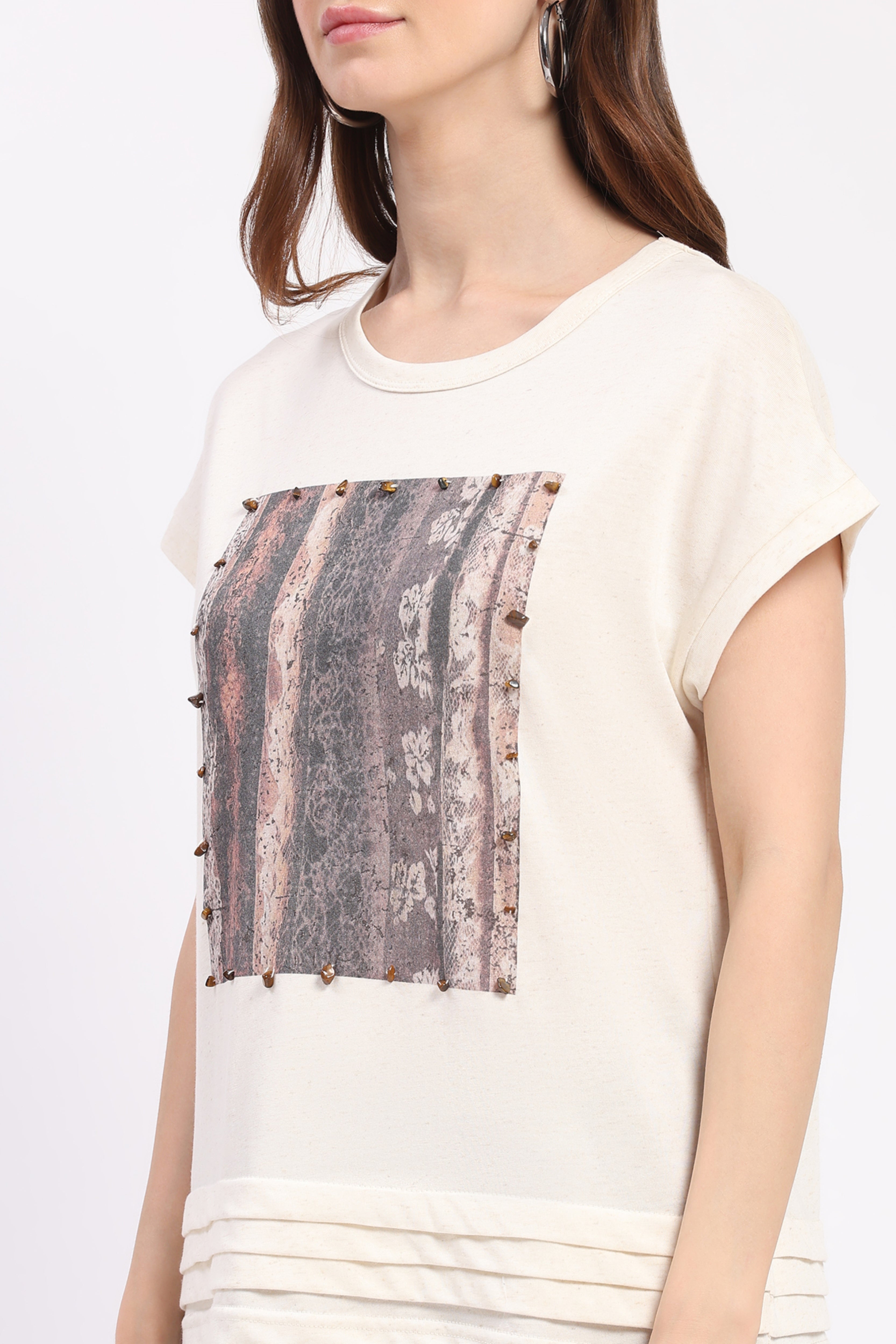 Cream Digital Print Top