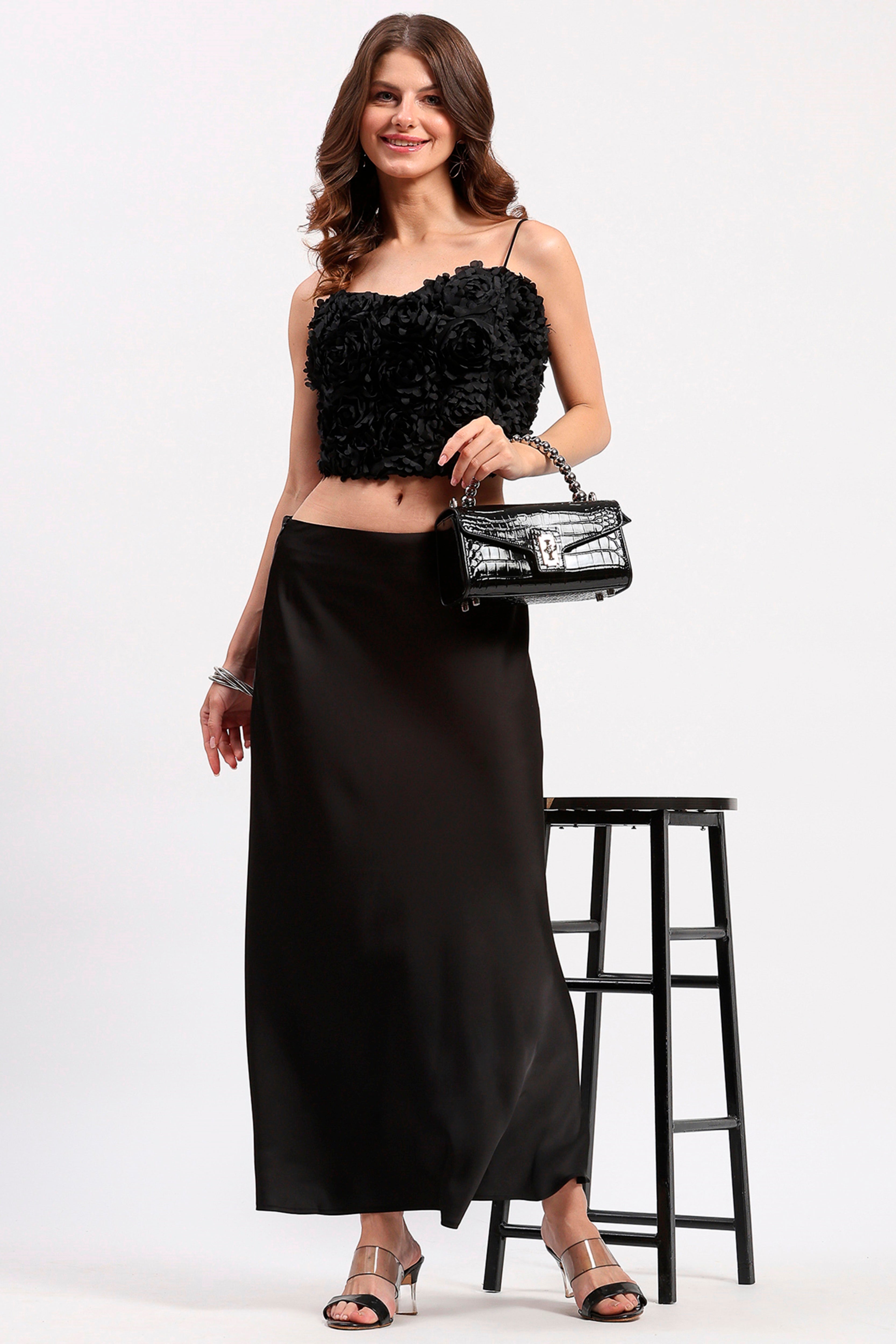 Black Satin Skirt