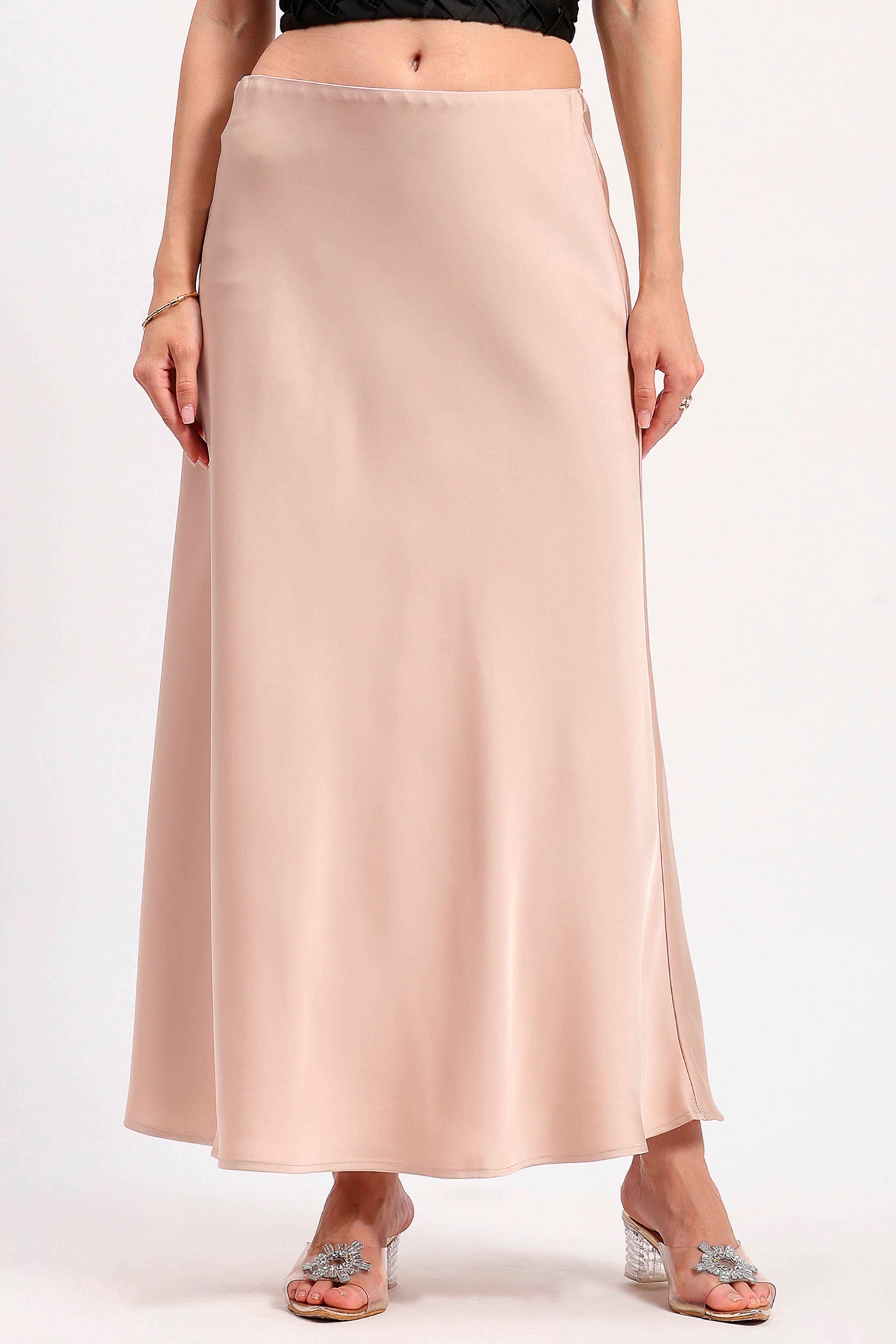 Beige Satin Skirt