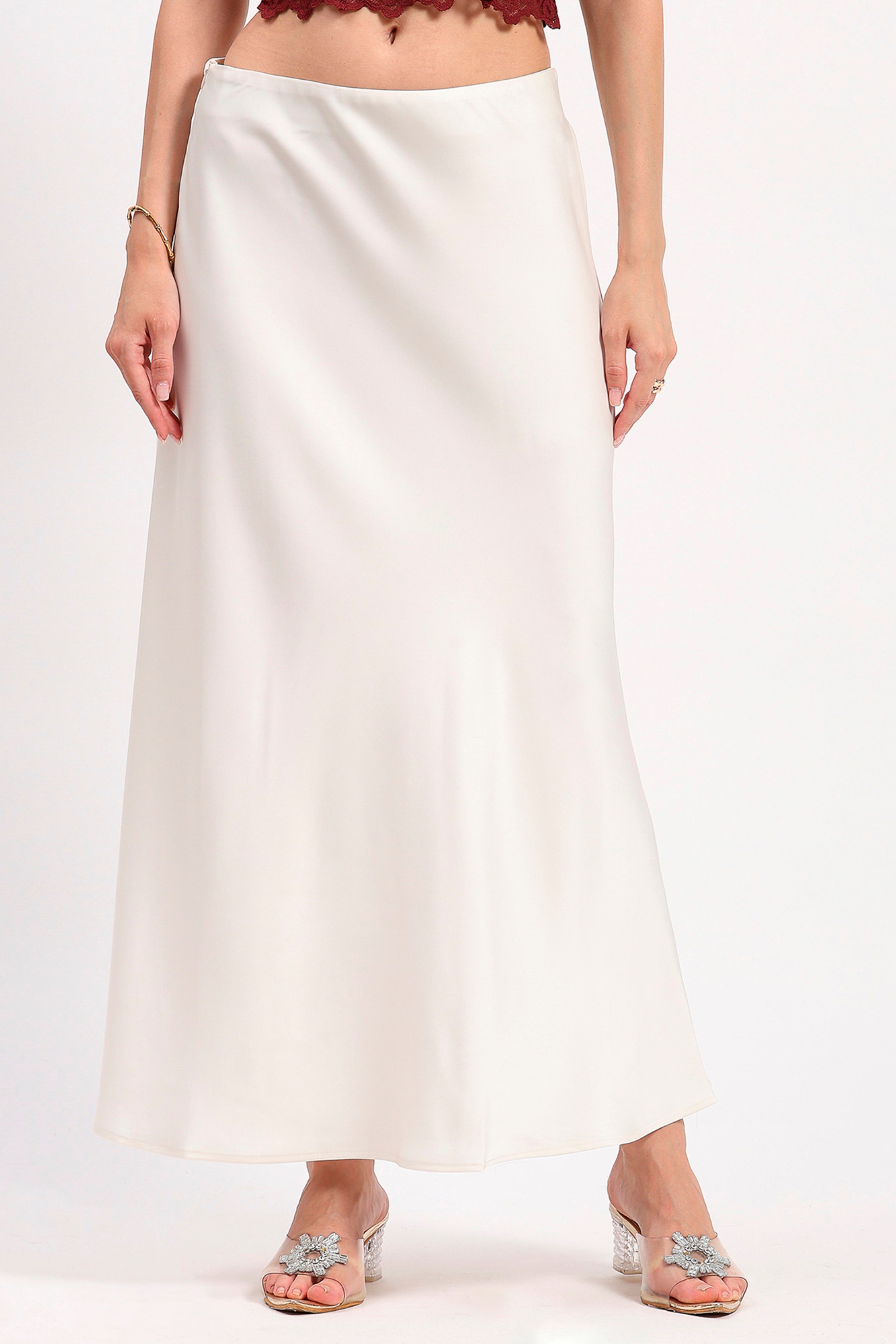 Off-White Satin Skirt