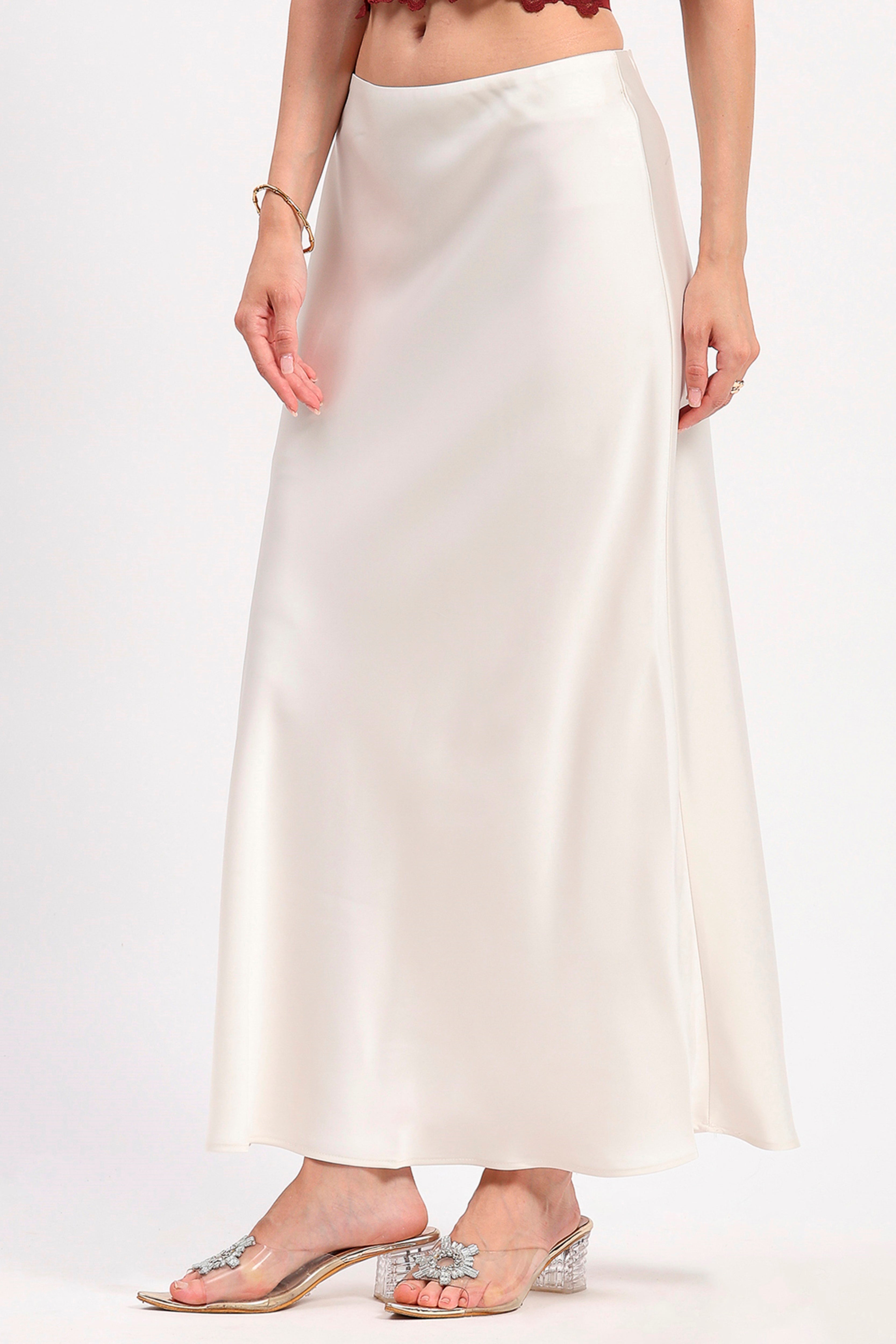 Off-White Satin Skirt