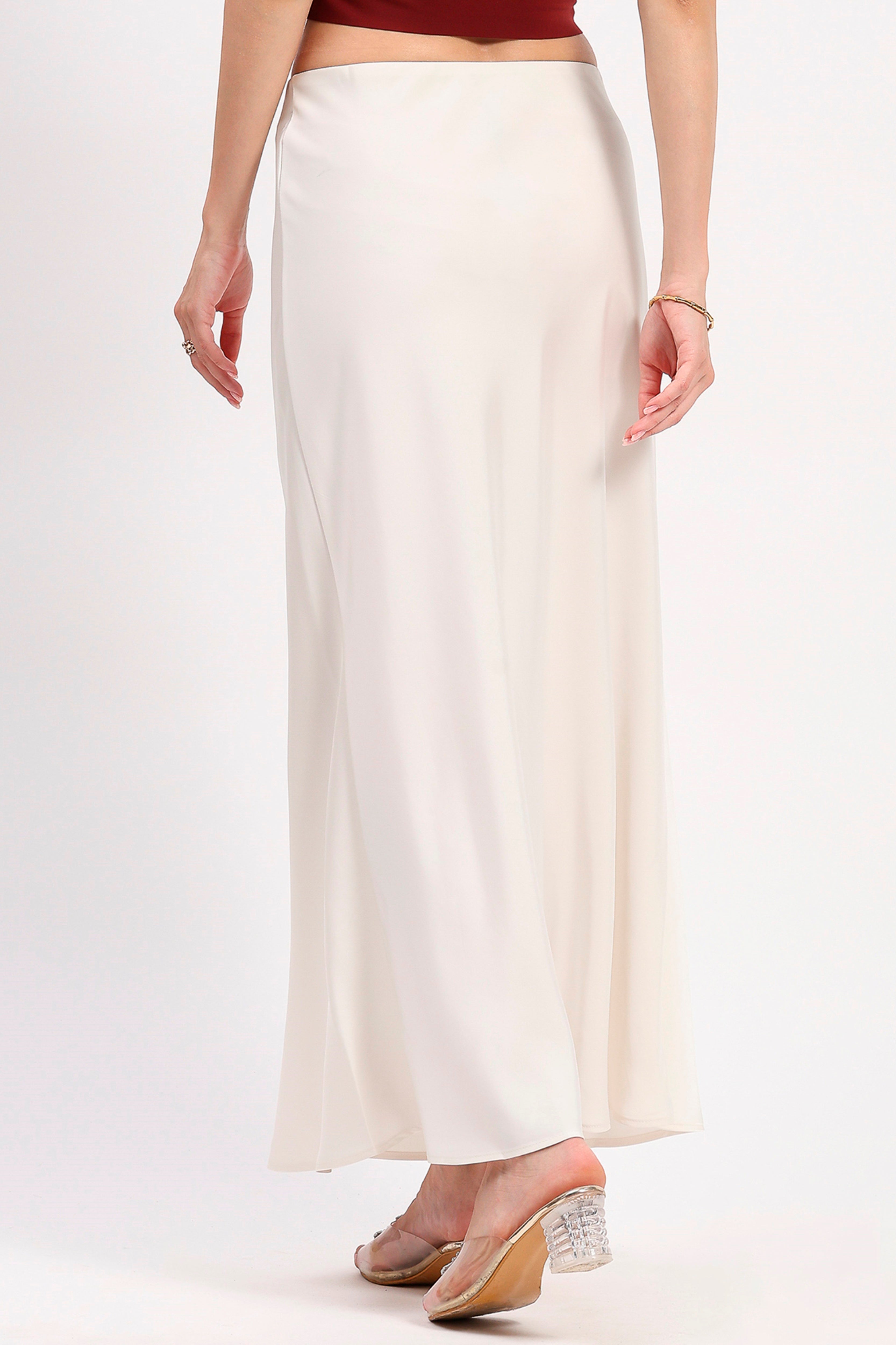 Off-White Satin Skirt