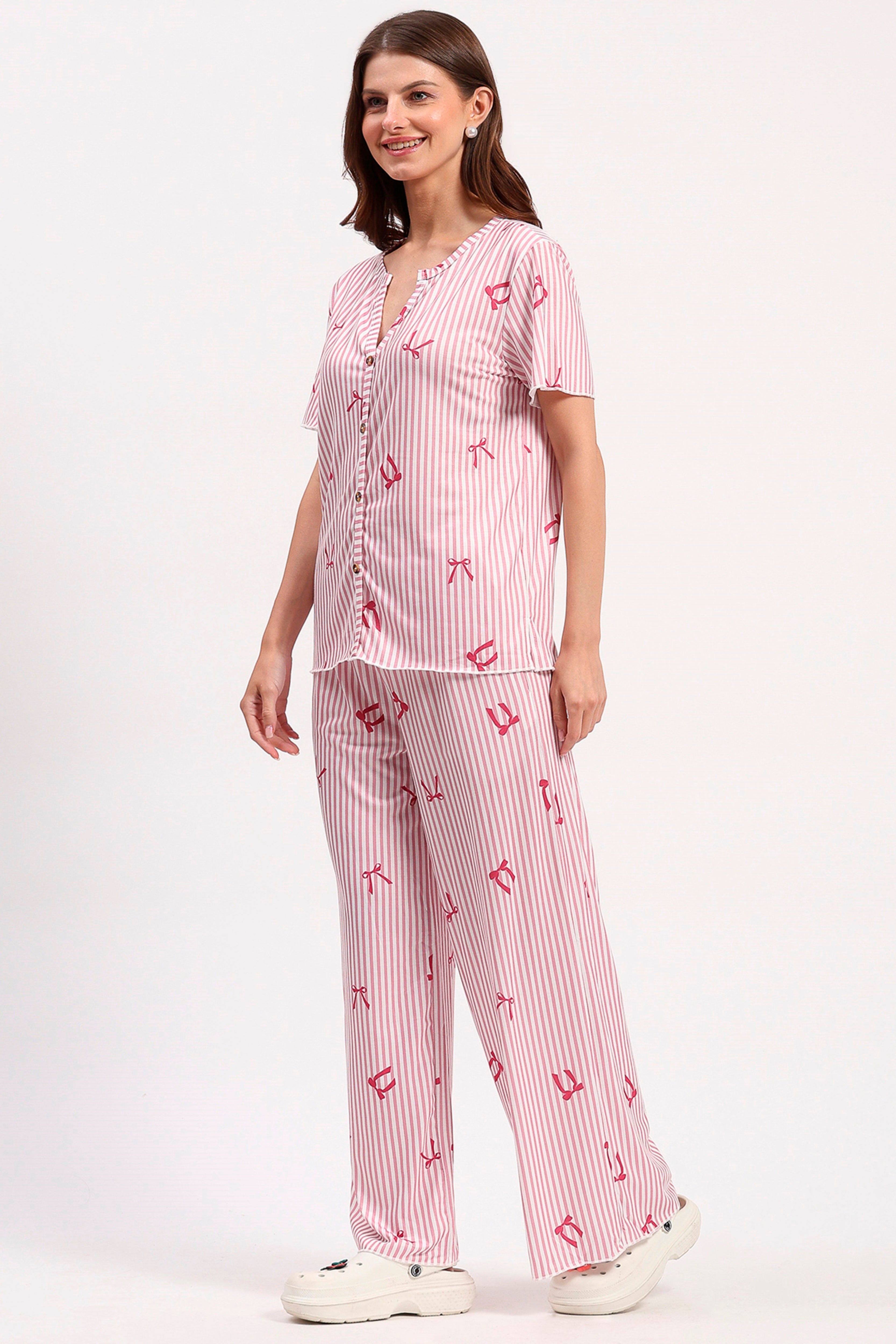 Pink Printed Nightsuit Set