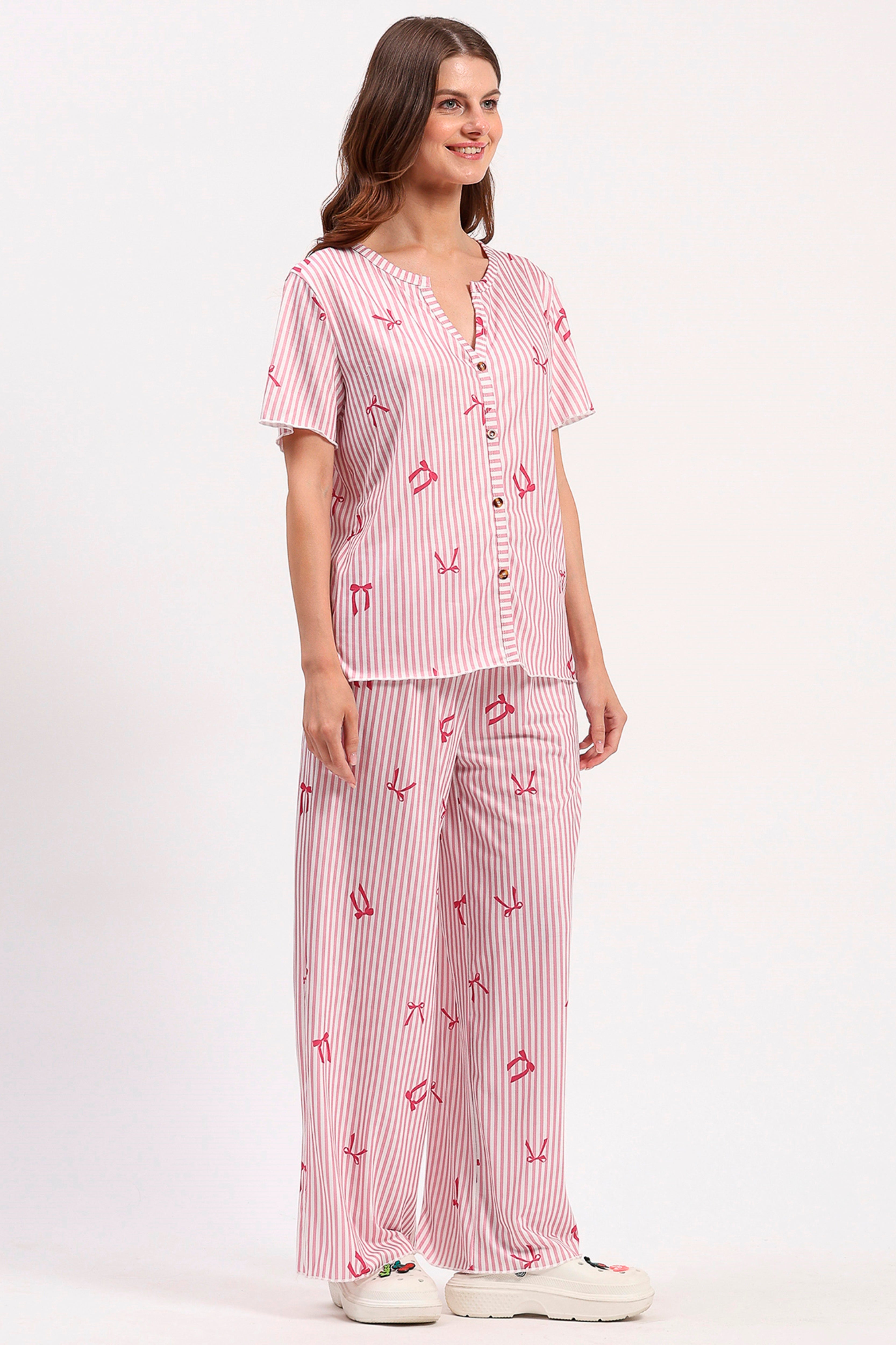 Pink Printed Nightsuit Set
