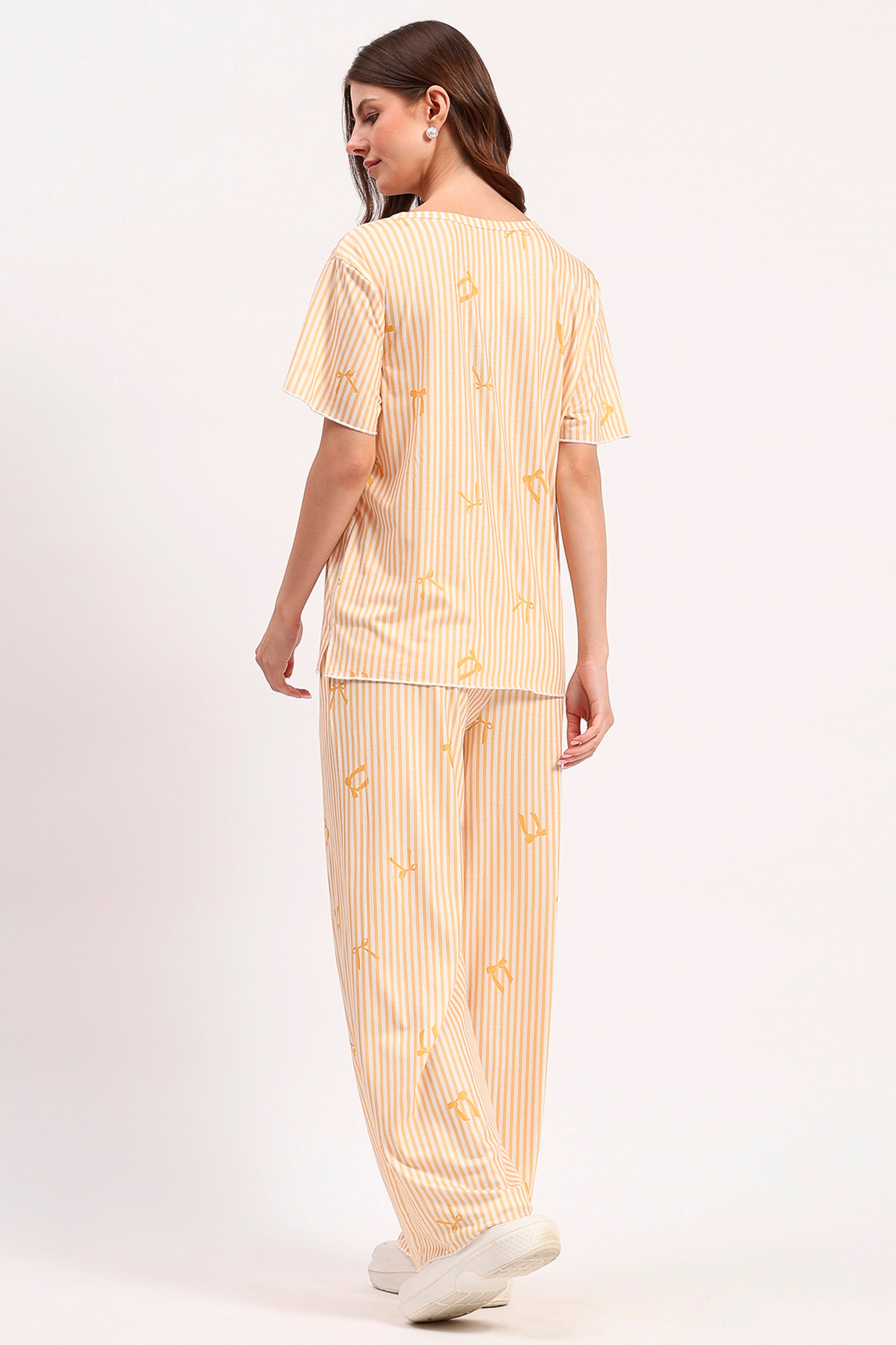 Yellow Printed Nightsuit Set