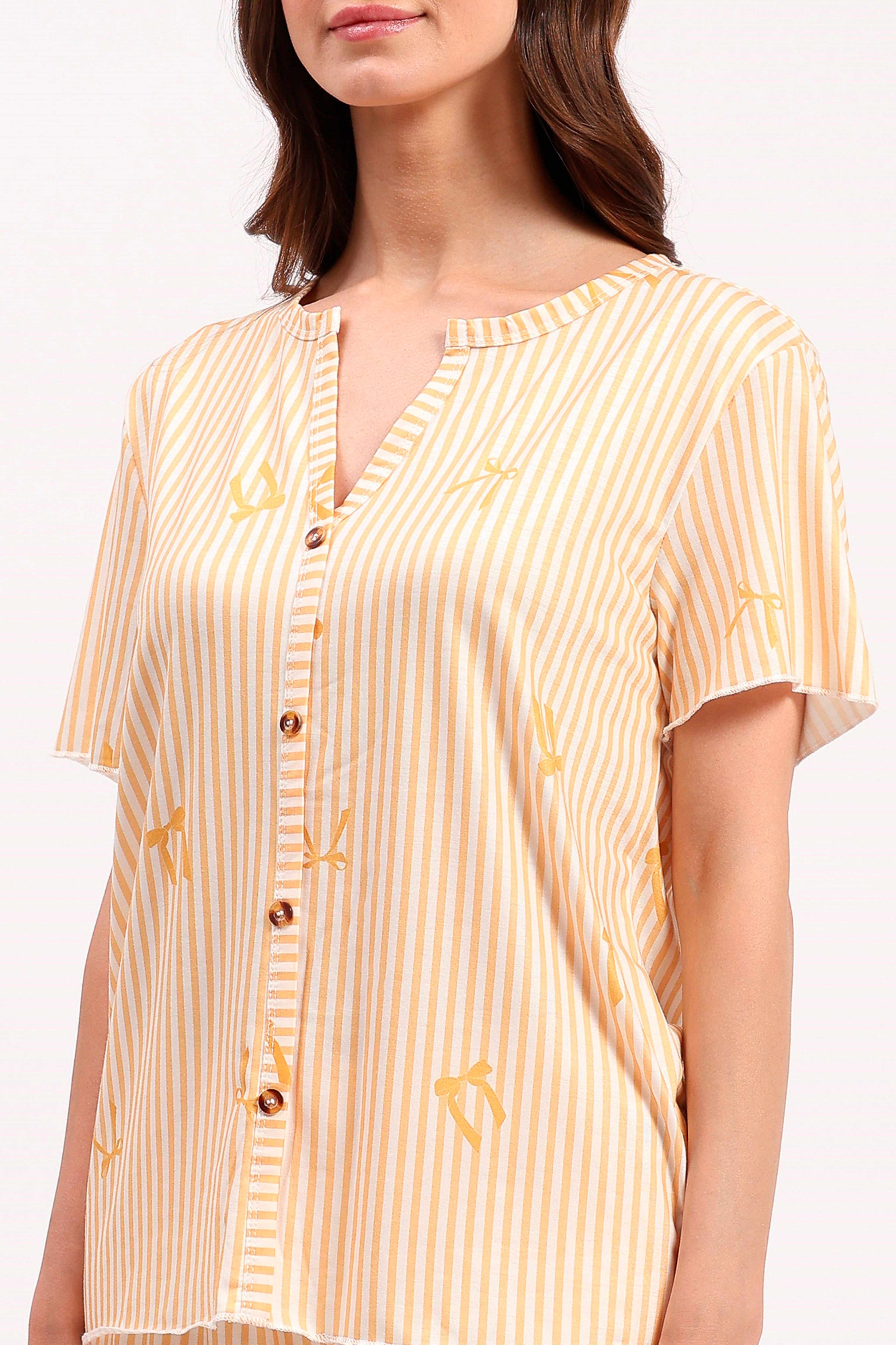 Yellow Printed Nightsuit Set