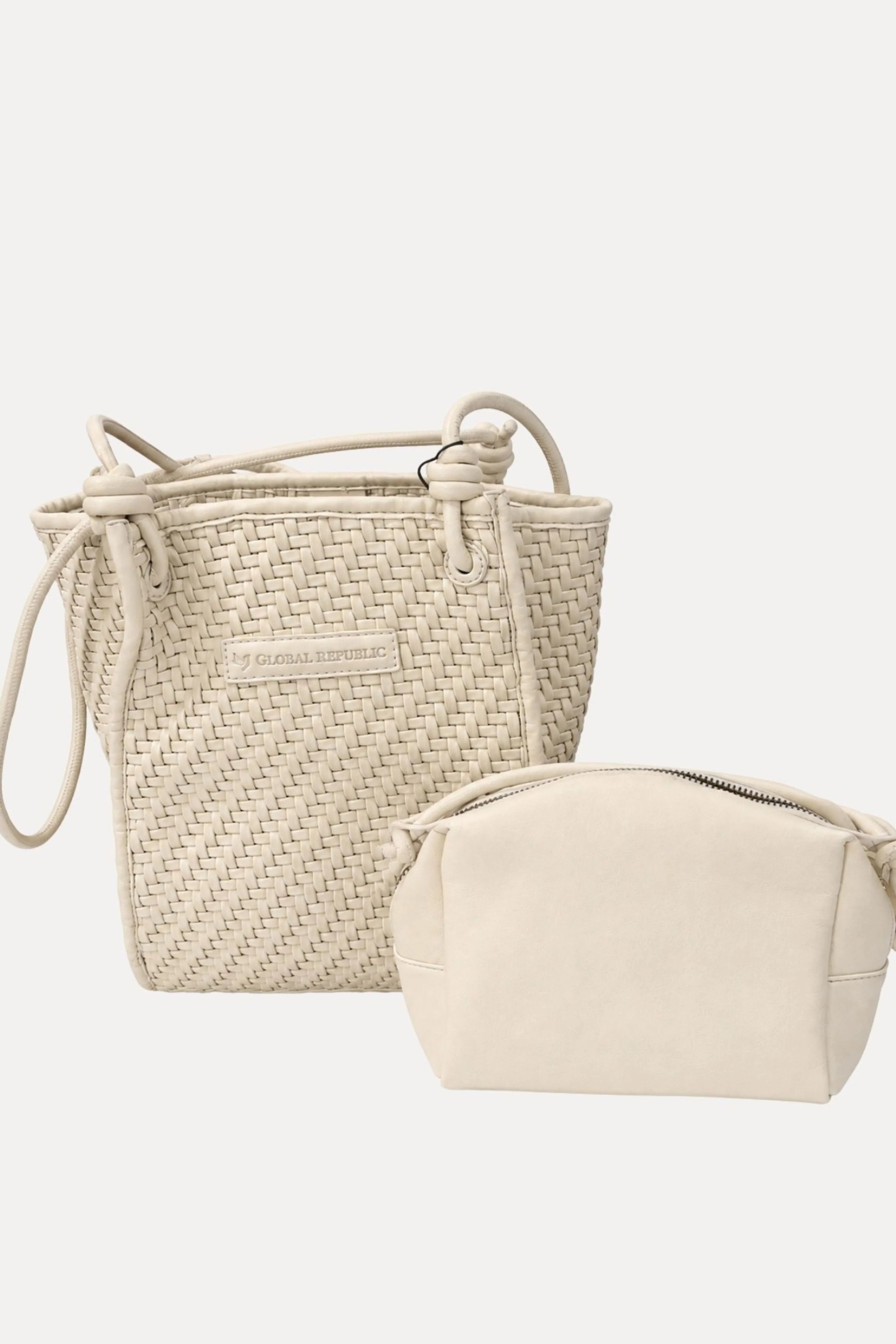 Cream Braided Shoulder Bag-Global Republic