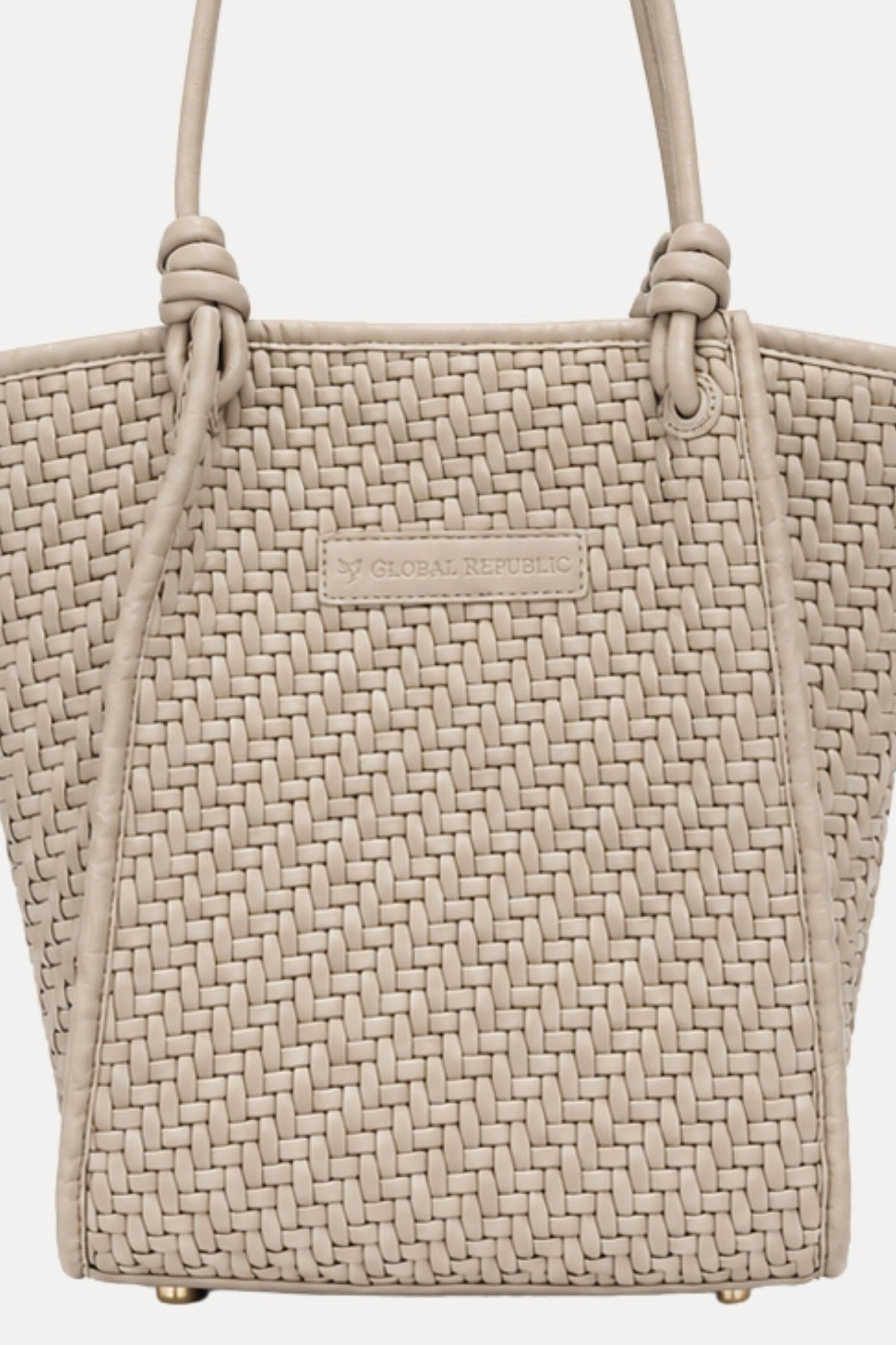 Cream Braided Shoulder Bag