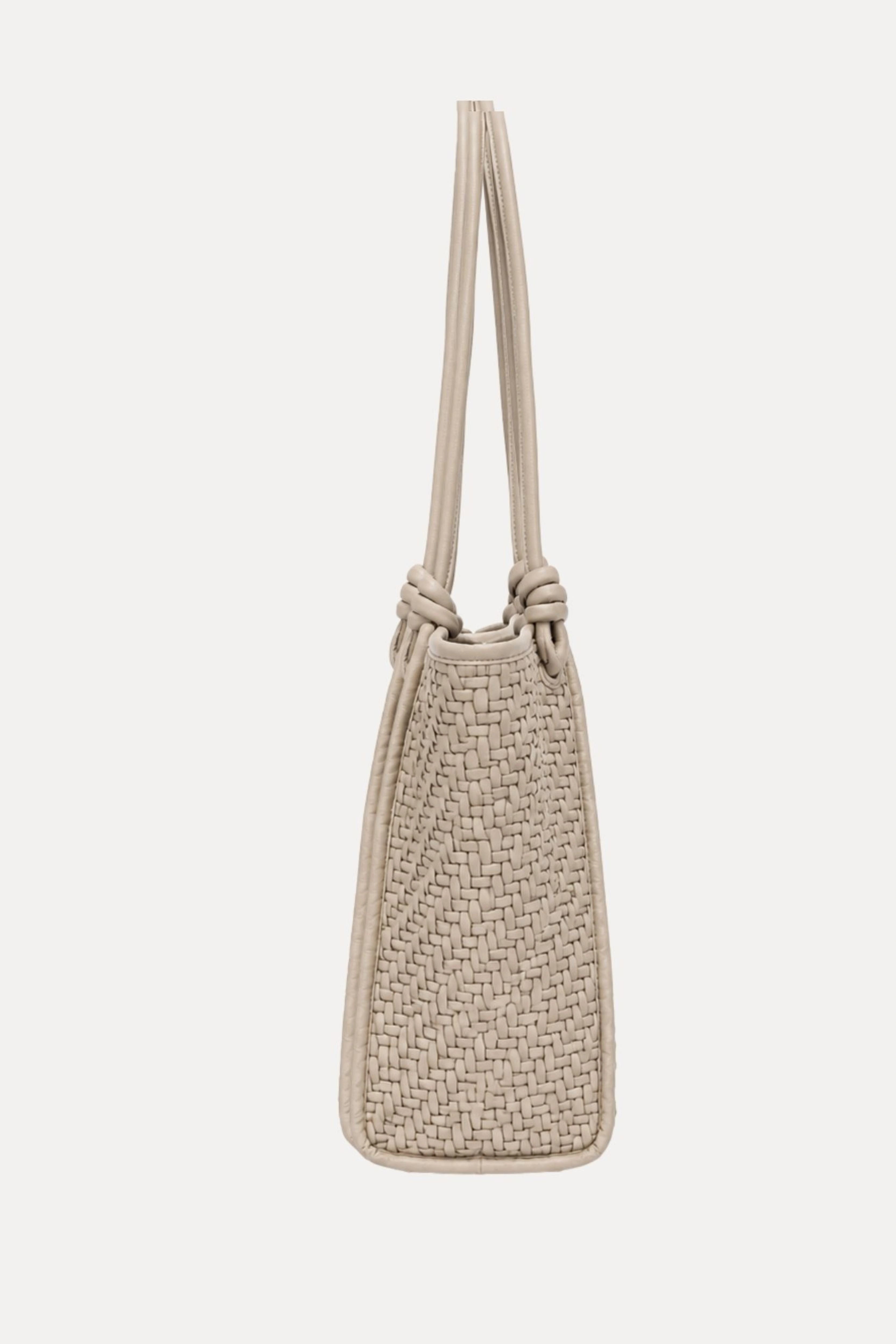 Cream Braided Shoulder Bag