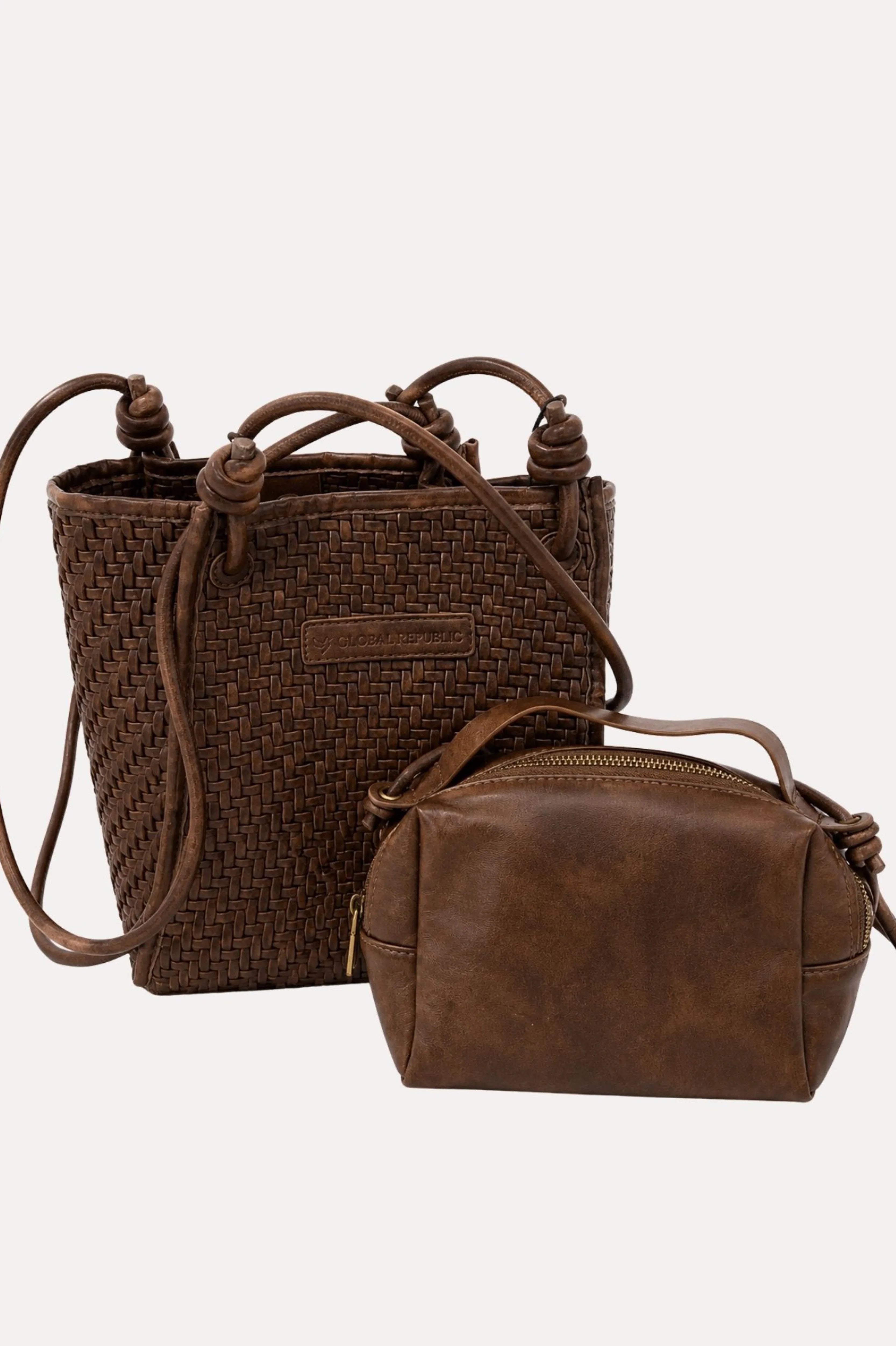 Tan Braided Shoulder Bag-Global Republic