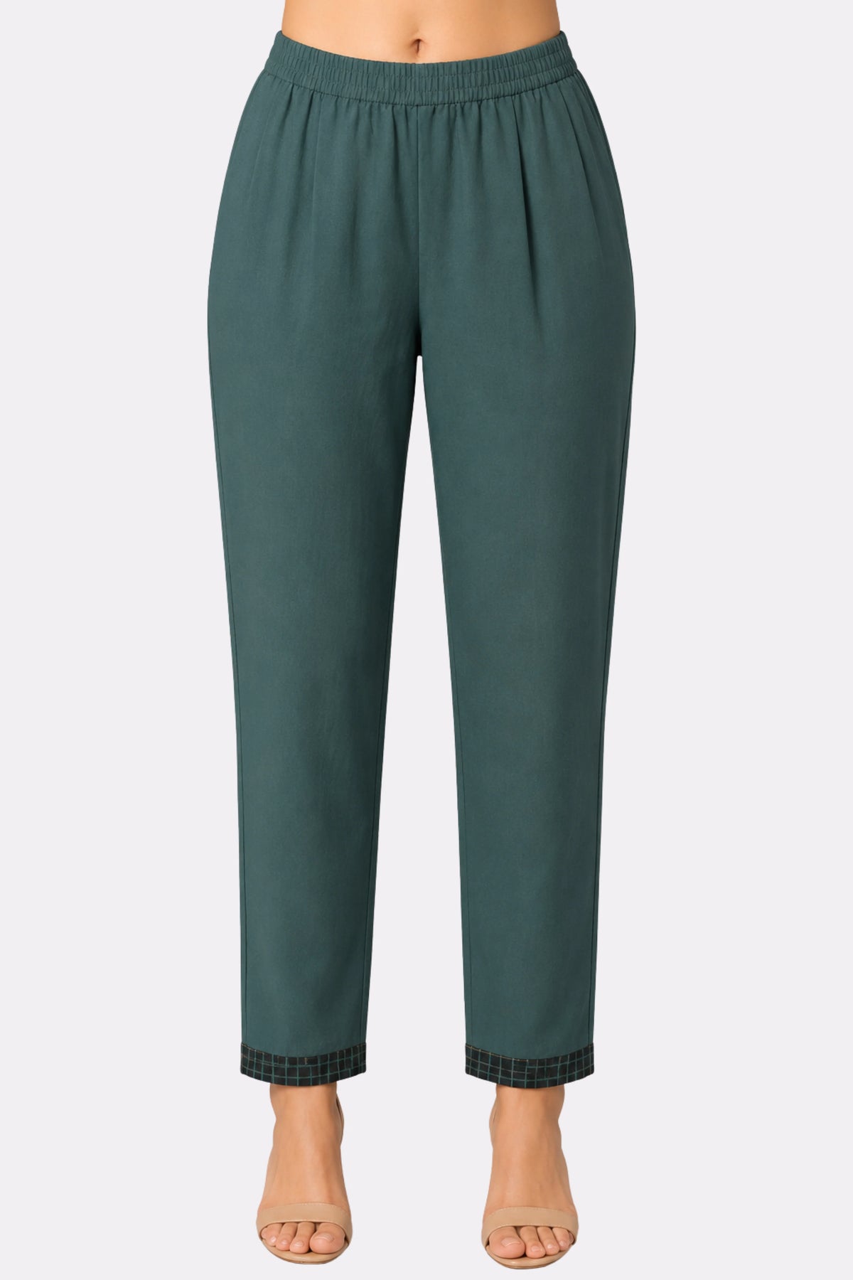 Green Floral Print Cotton Suit Set-Global Republic
