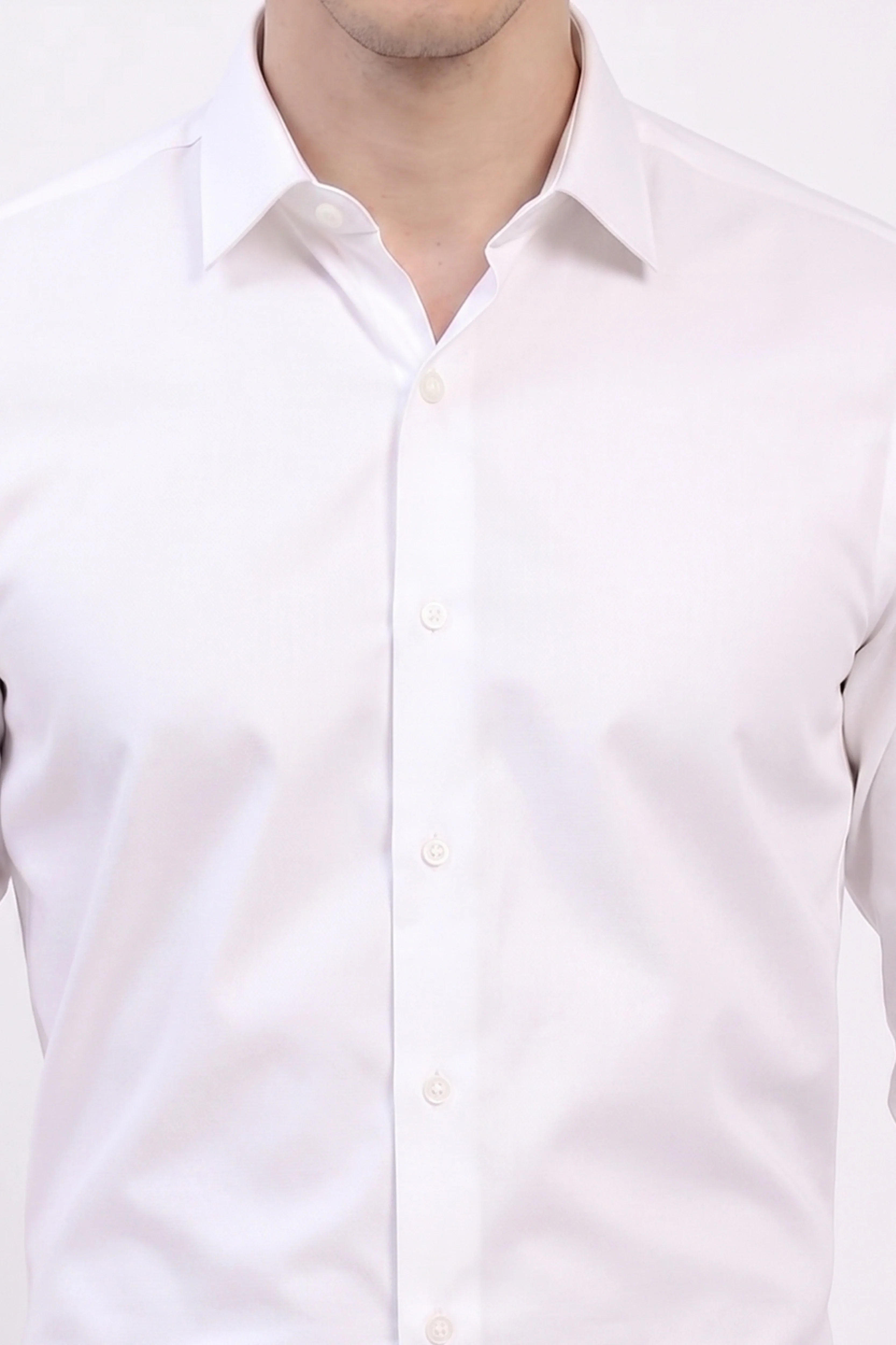 White Cotton Blend Casual Shirt-Global Republic