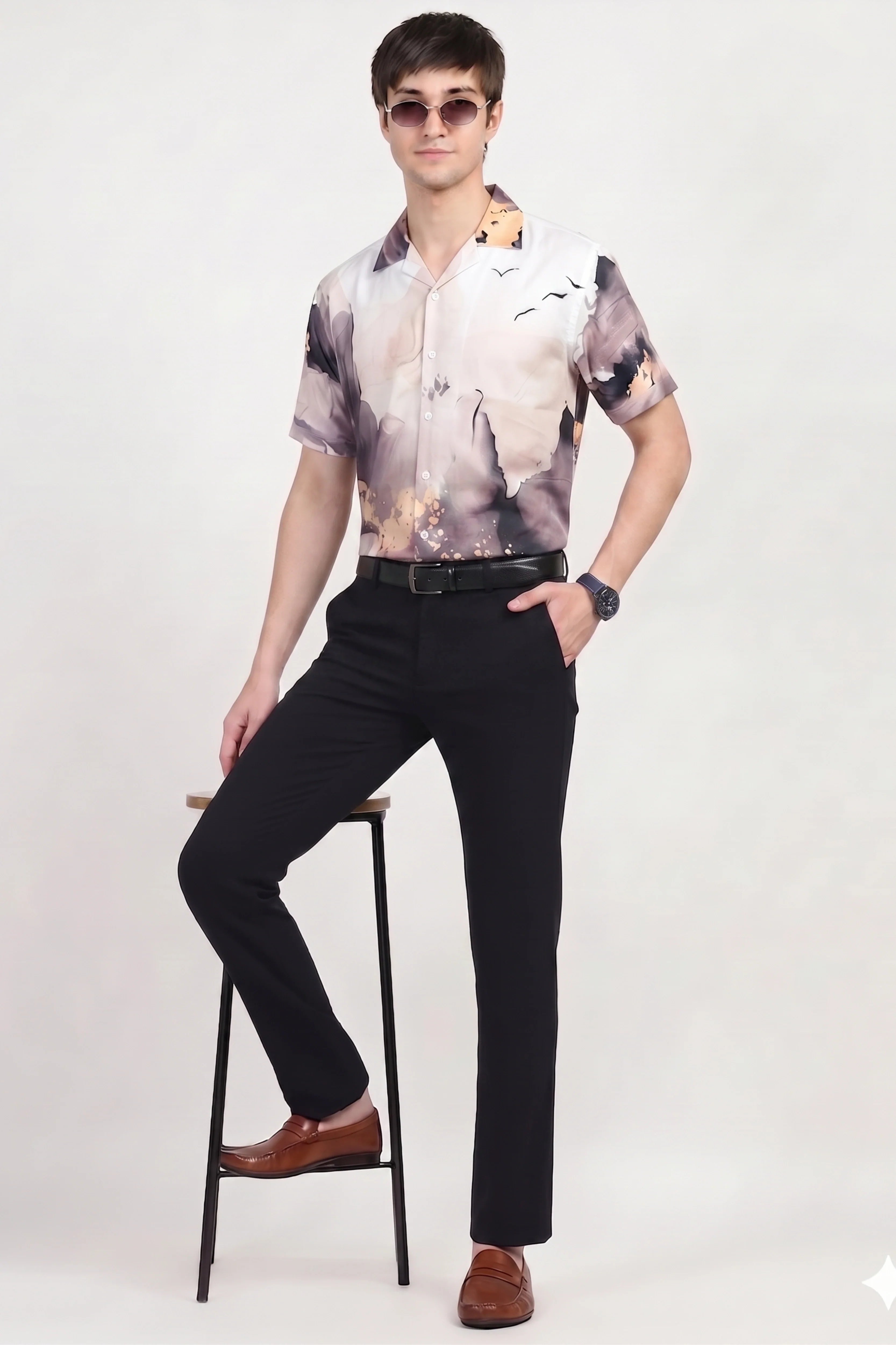 Rayon Abstract Print Shirt-Global Republic